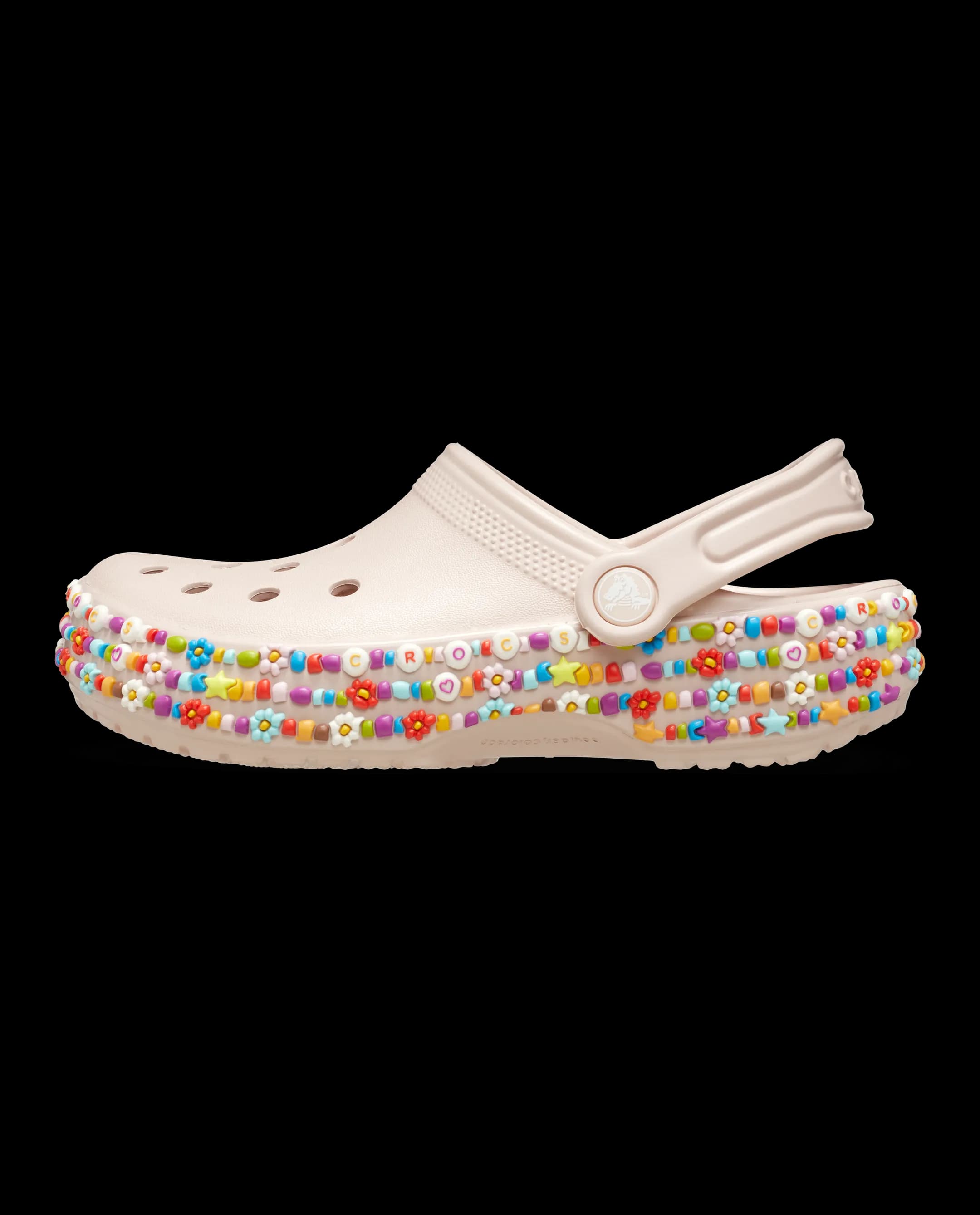 Crocs Toddlers' Classic Beaded Band Clog Pink thumbnail 2