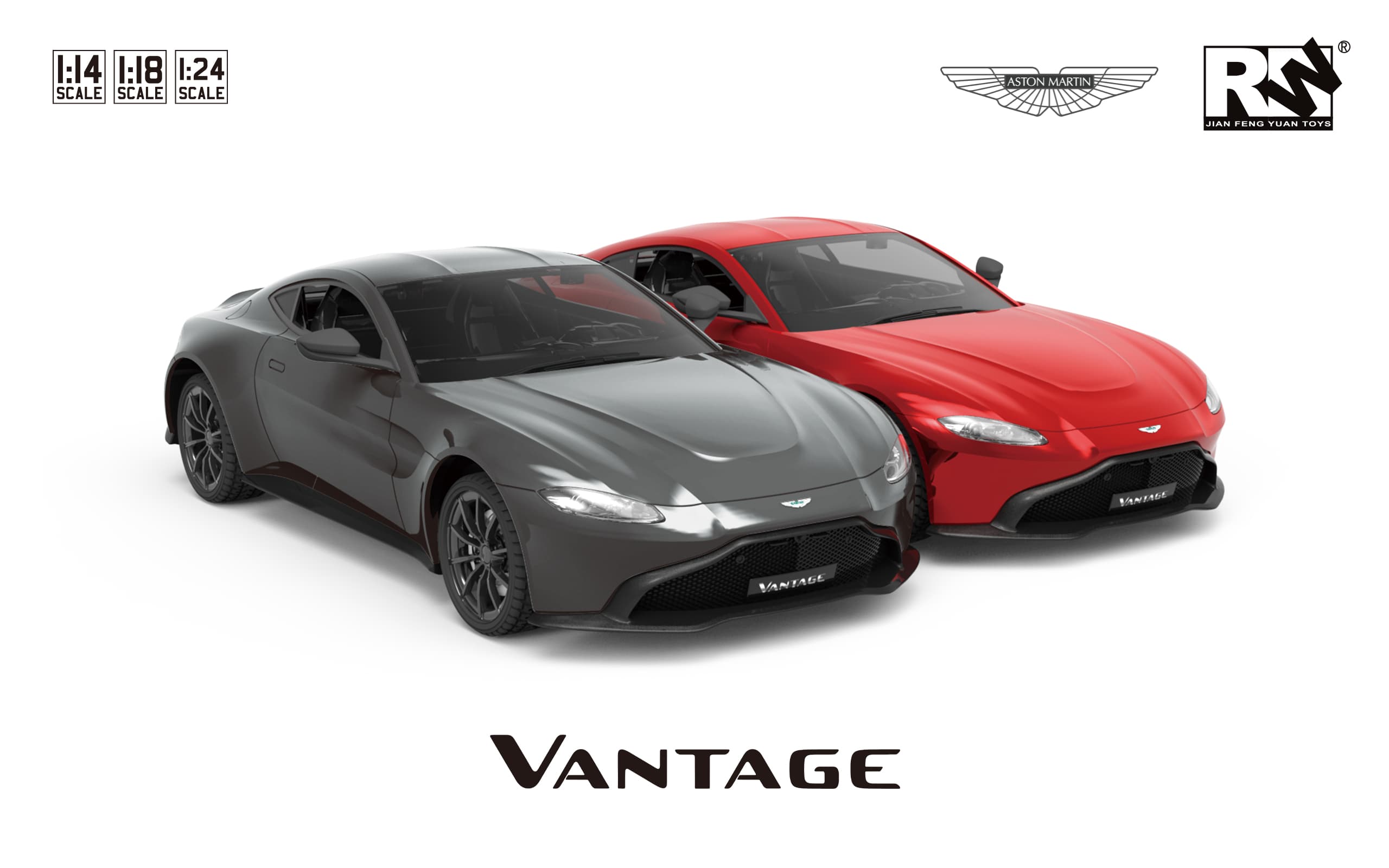 Rw Aston Martino Vantage 1:24 Rc Car - Red & Gray