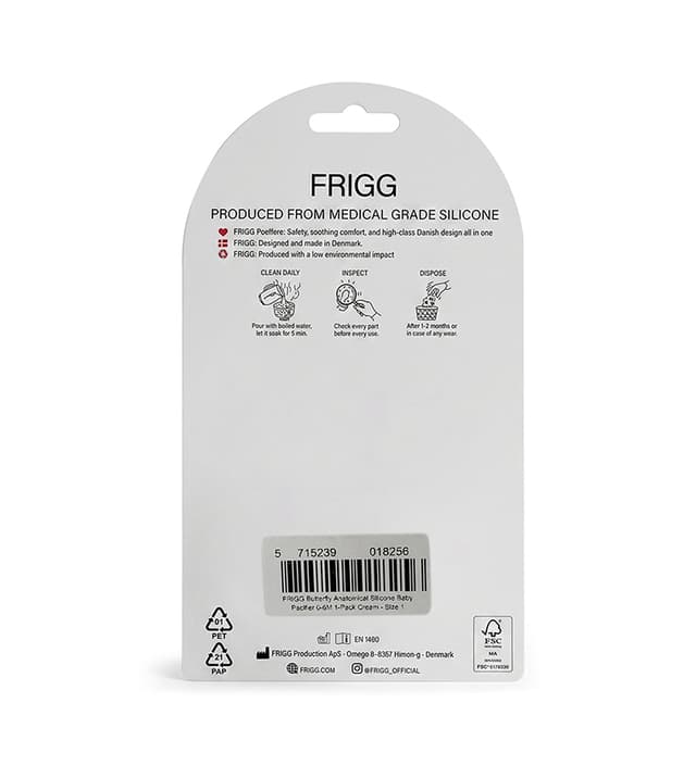 FRIGG Butterfly Anatomical Silicone Baby Pacifier 0-6M 1-Pack Cream - Size 1 thumbnail 2