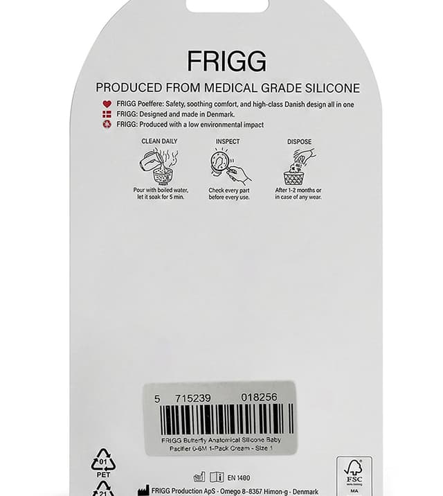 FRIGG Butterfly Anatomical Silicone Baby Pacifier 0-6M 1-Pack Cream - Size 1 thumbnail 4