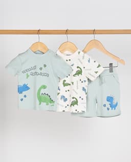Babies and More 3 Peace Set Solid Graphic and All Over Print Blue