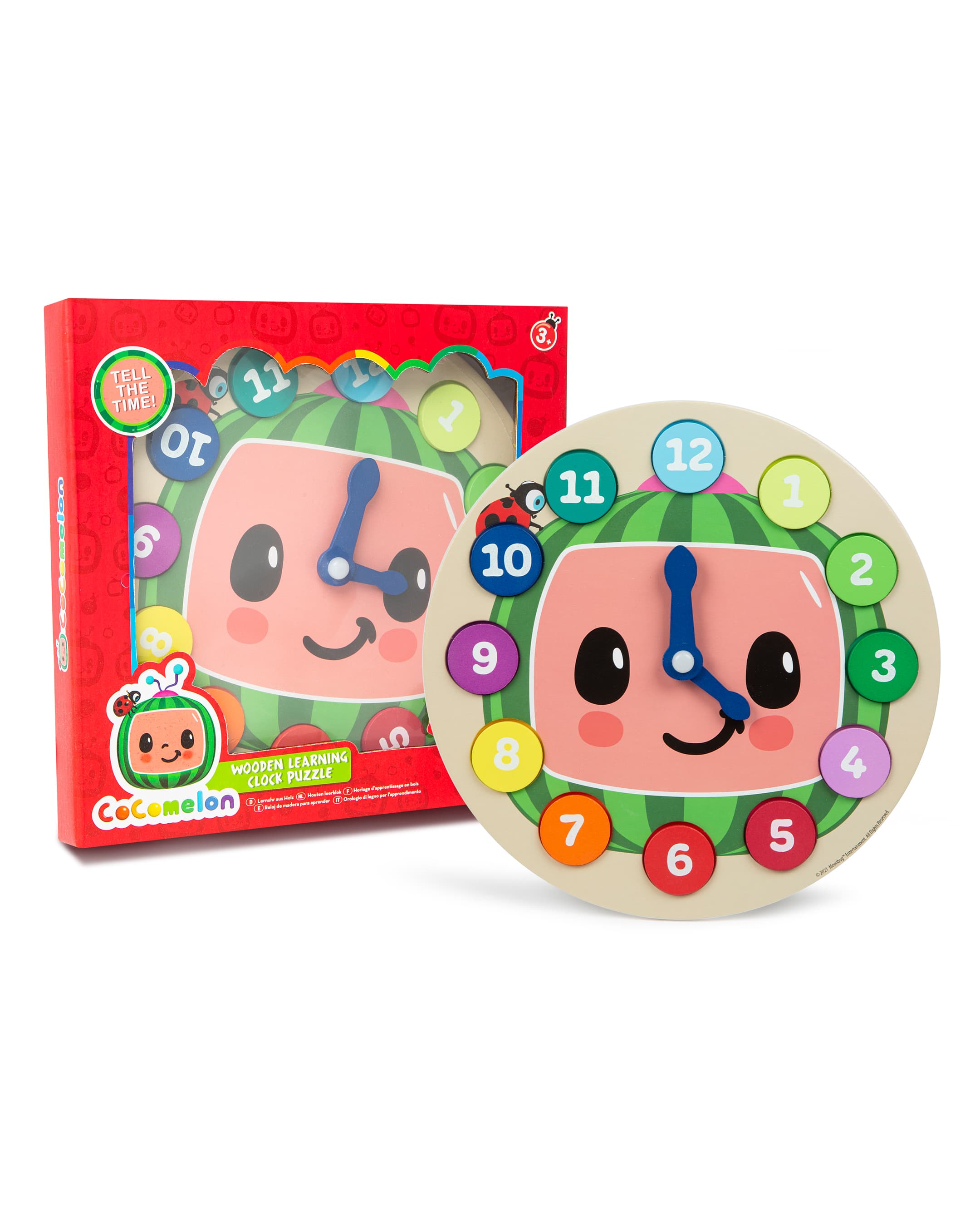 Cocomelon Wooden Learning Clock - Multicolor