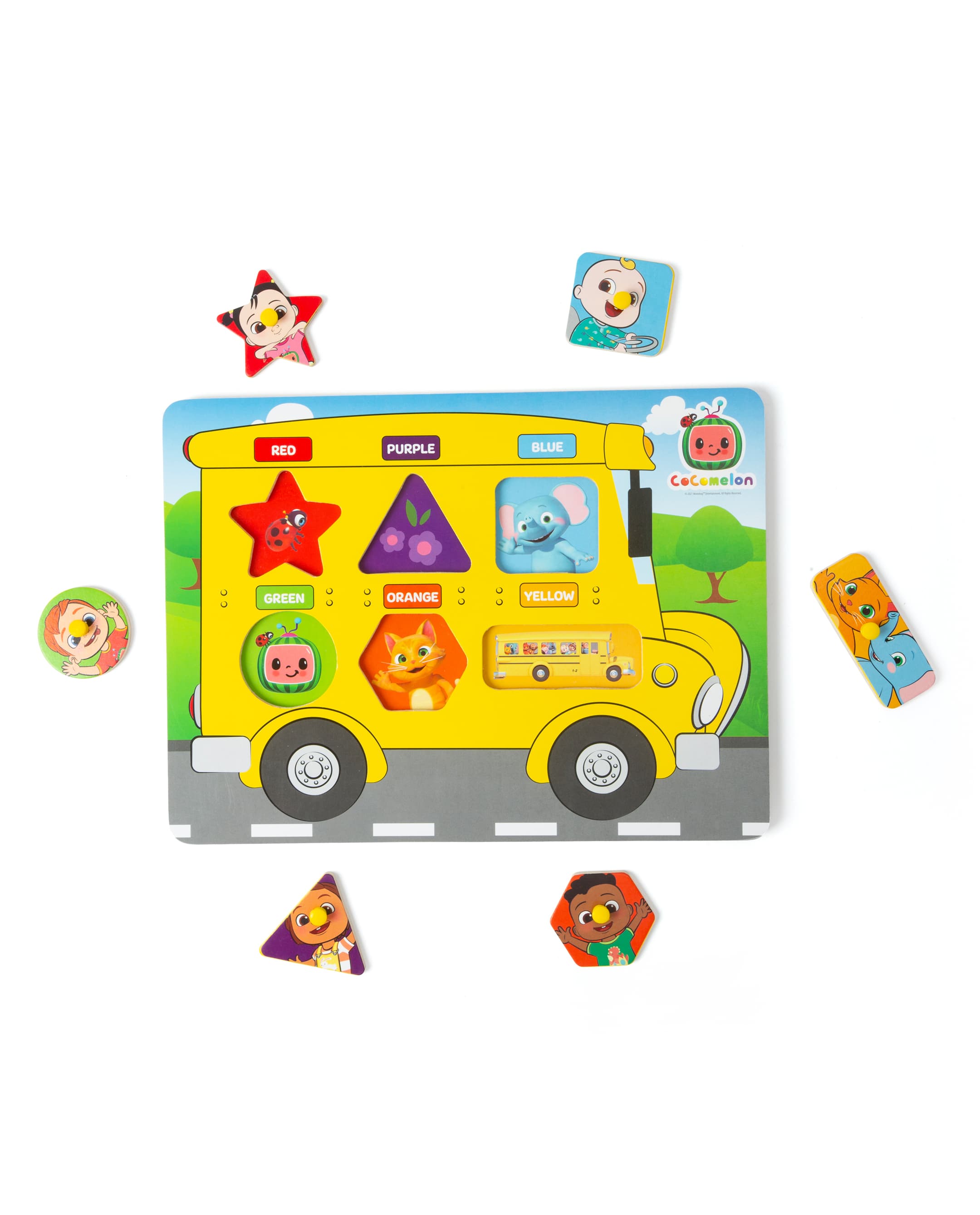 Cocomelon Wooden Peg Board Bus Puzzle - Multicolor