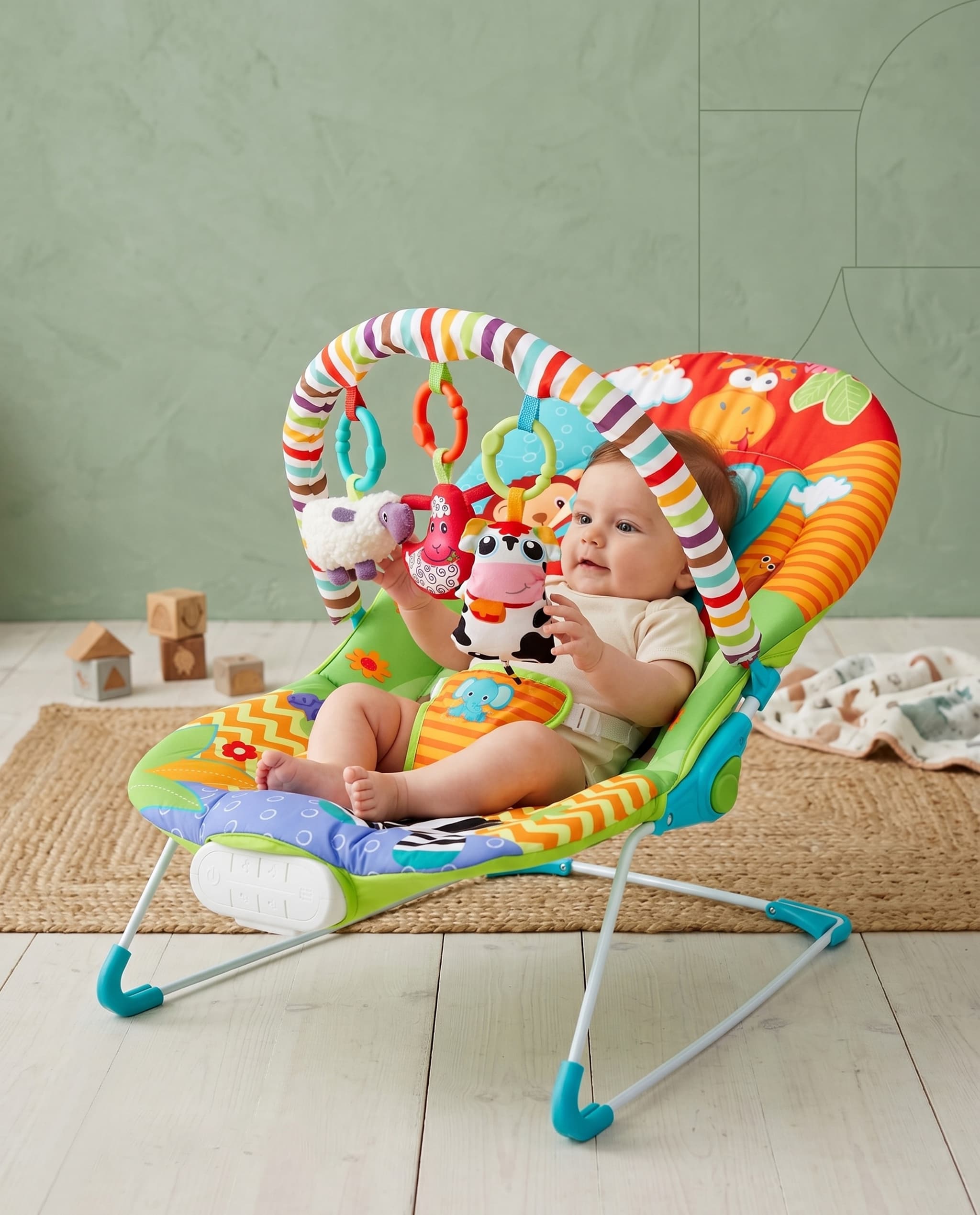 Strawberry Baby Bouncer - Yellow/blue