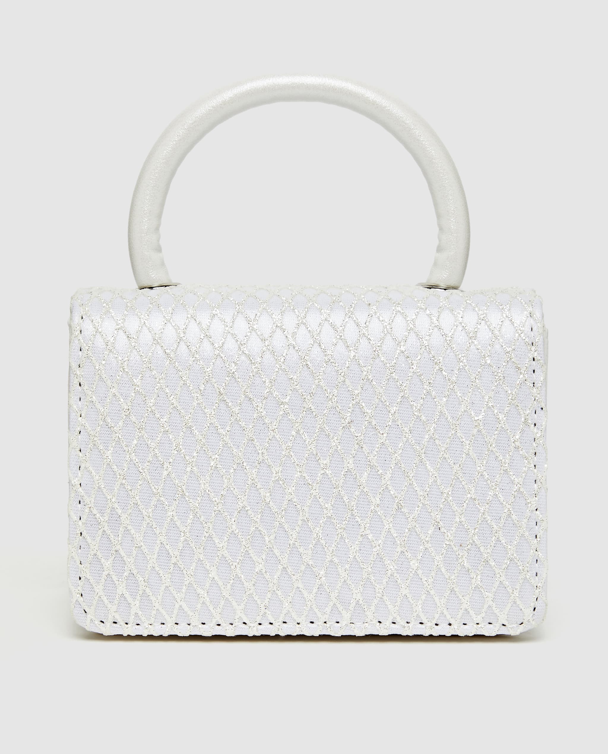 Glitter Check Flap Top Handle Bag