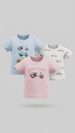 Pack of 3 Printed Crew Neck T-Shirts