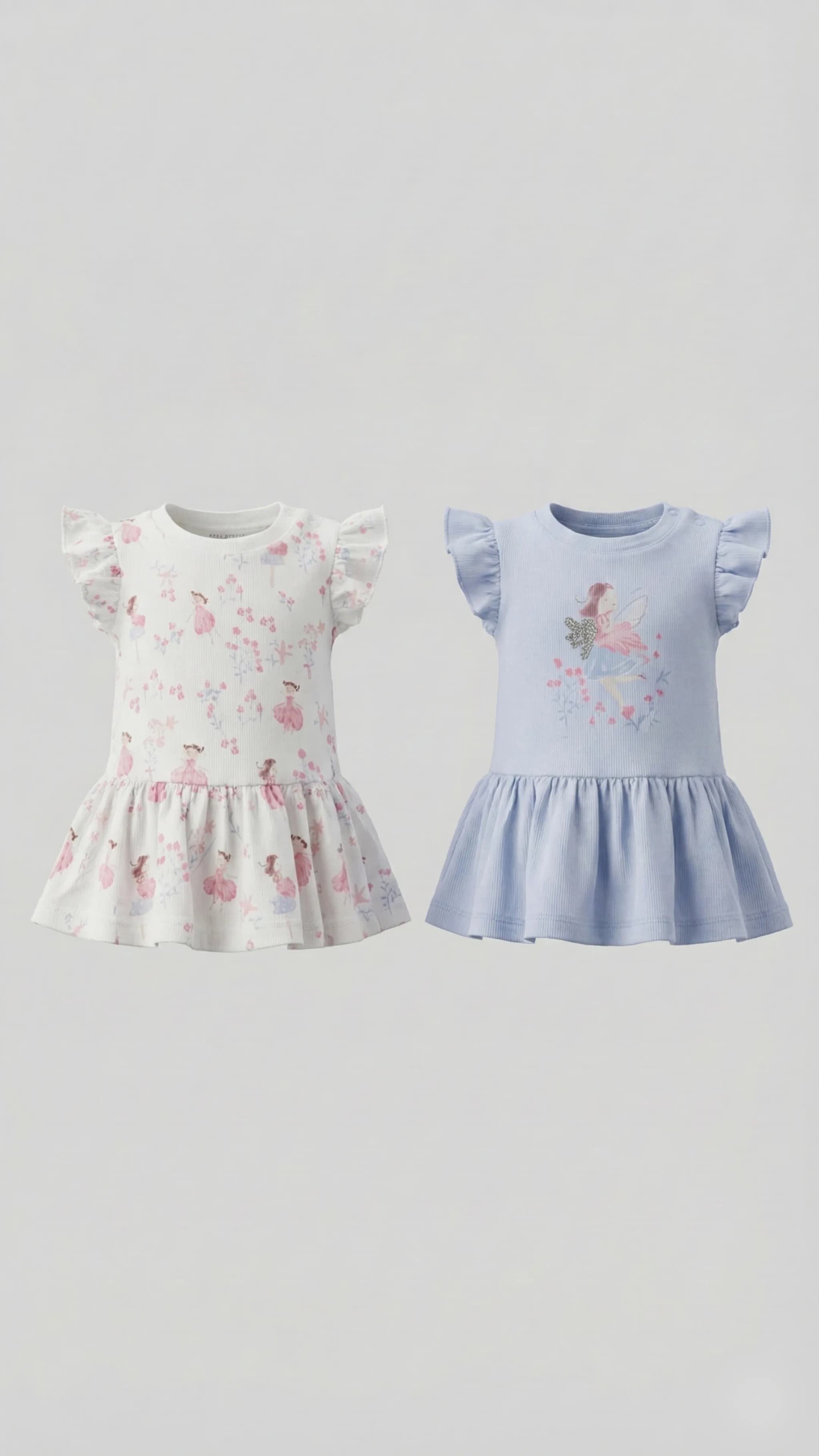 Pack of 2 Printed Crew Neck Dresses