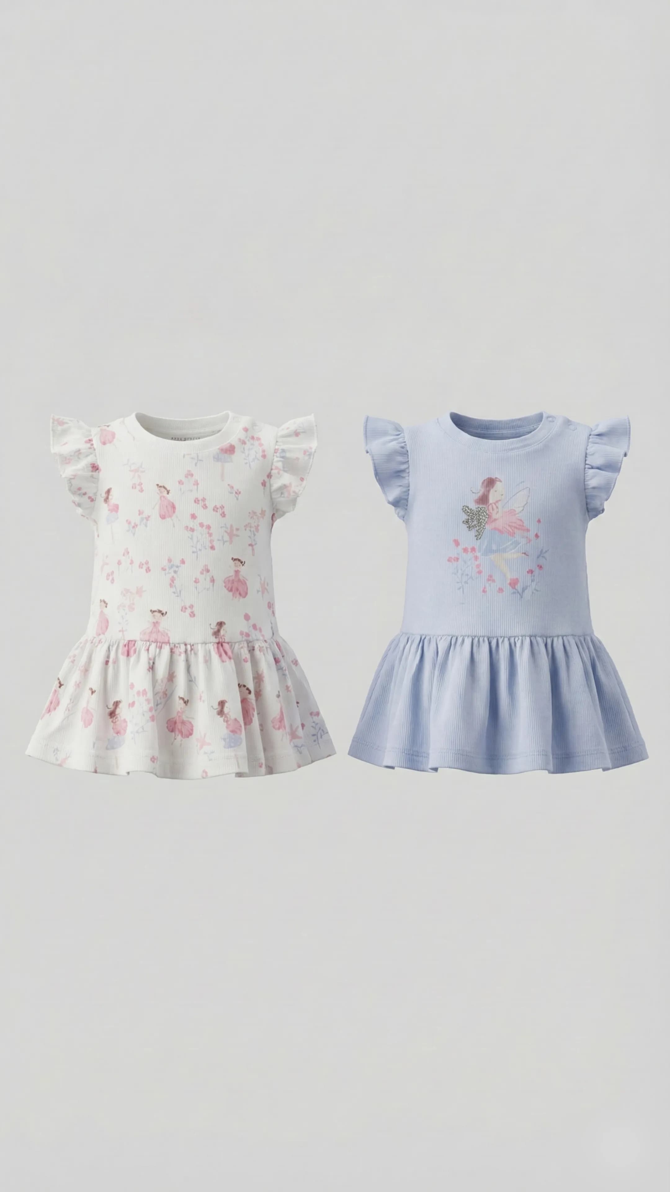 Pack of 2 Printed Crew Neck Dresses