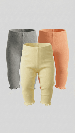 Pack of 3 Ribbed Elastic Waist Leggings