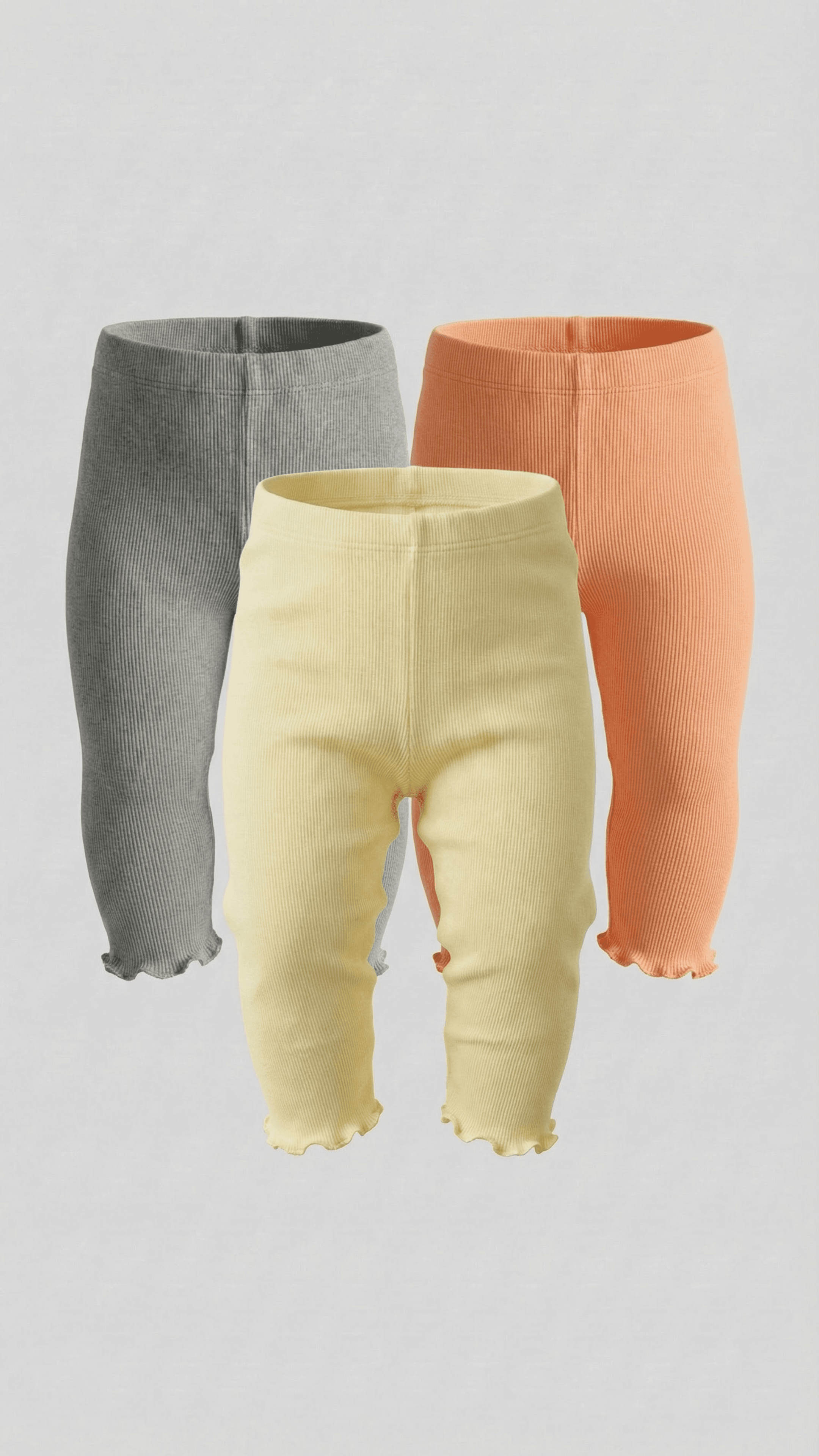Pack of 3 Ribbed Elastic Waist Leggings