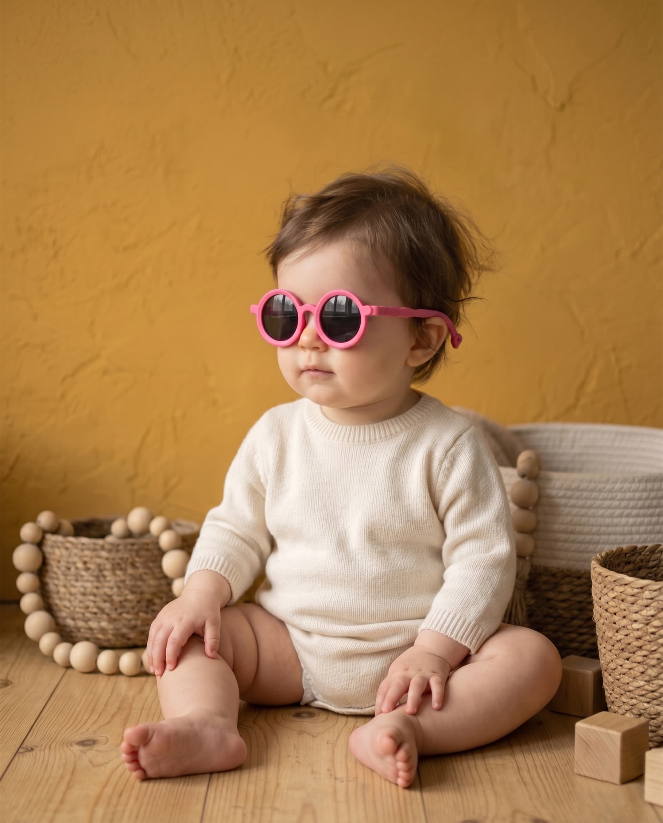 Baby Poloroid Sunglass - Round - Pink