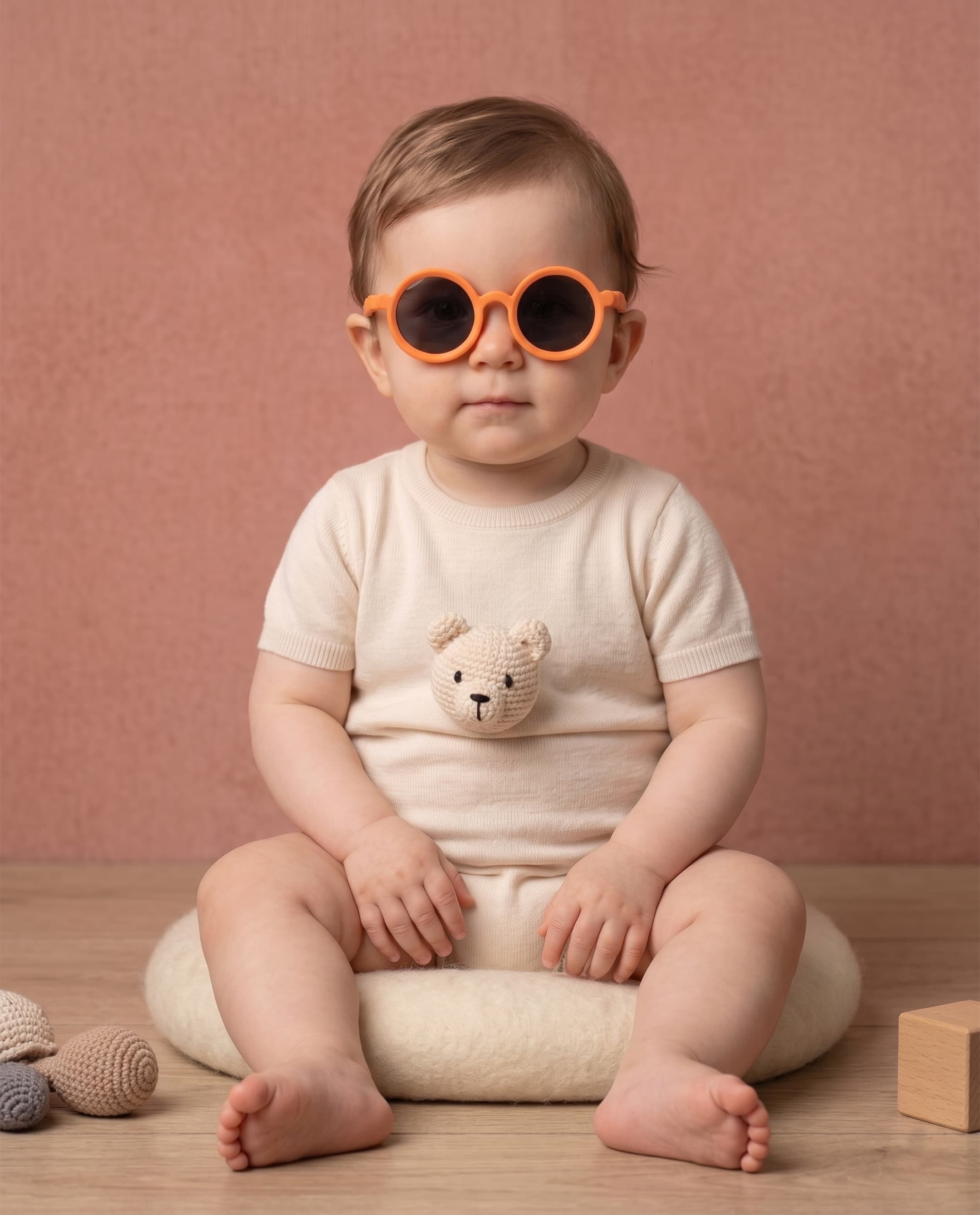 Baby Poloroid Sunglass - Round - Orange
