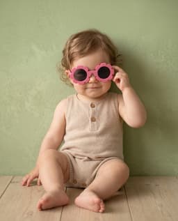 Baby Poloroid Sunglass - Flower - Red