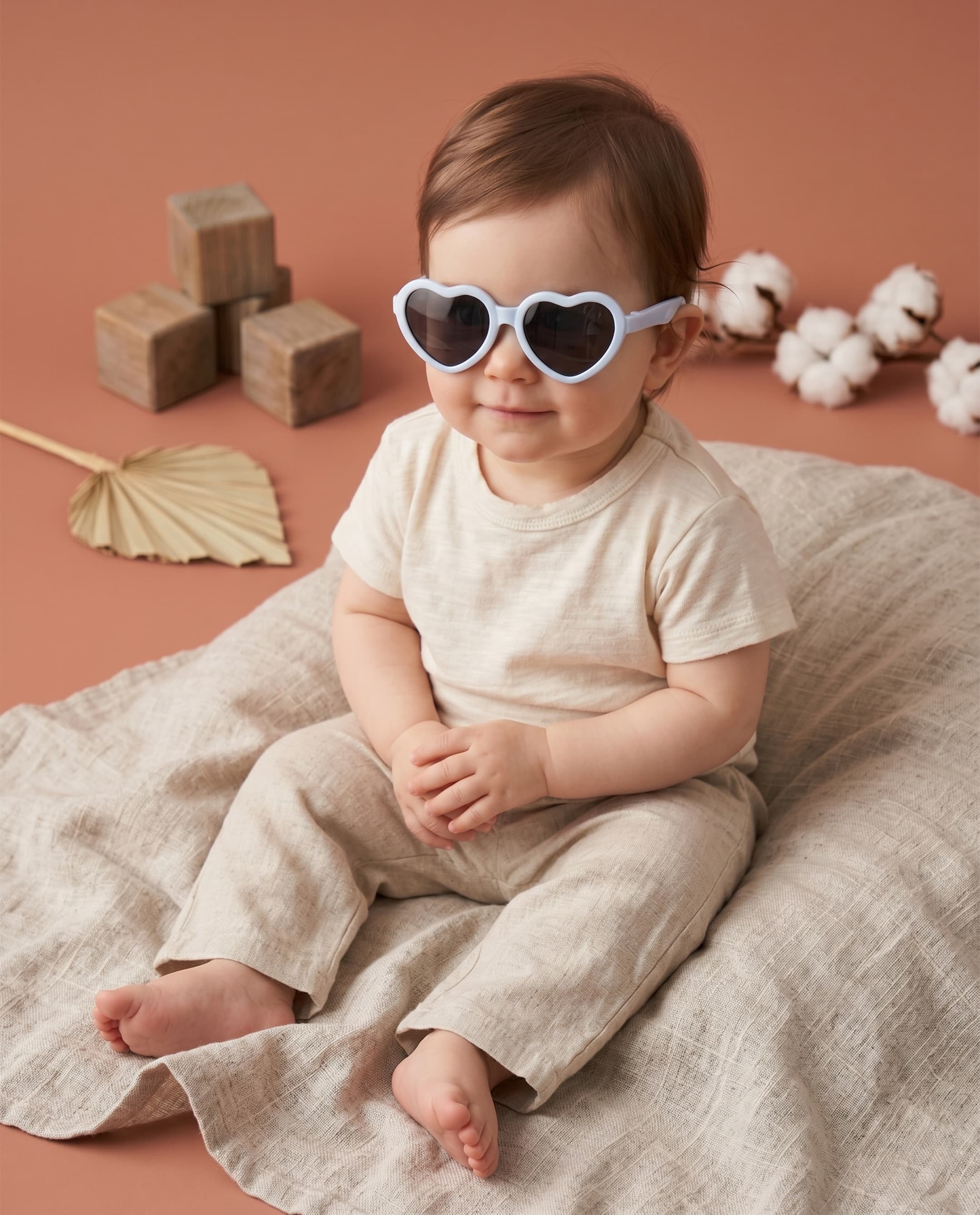 Baby Poloroid Sunglass - Heart - Blue