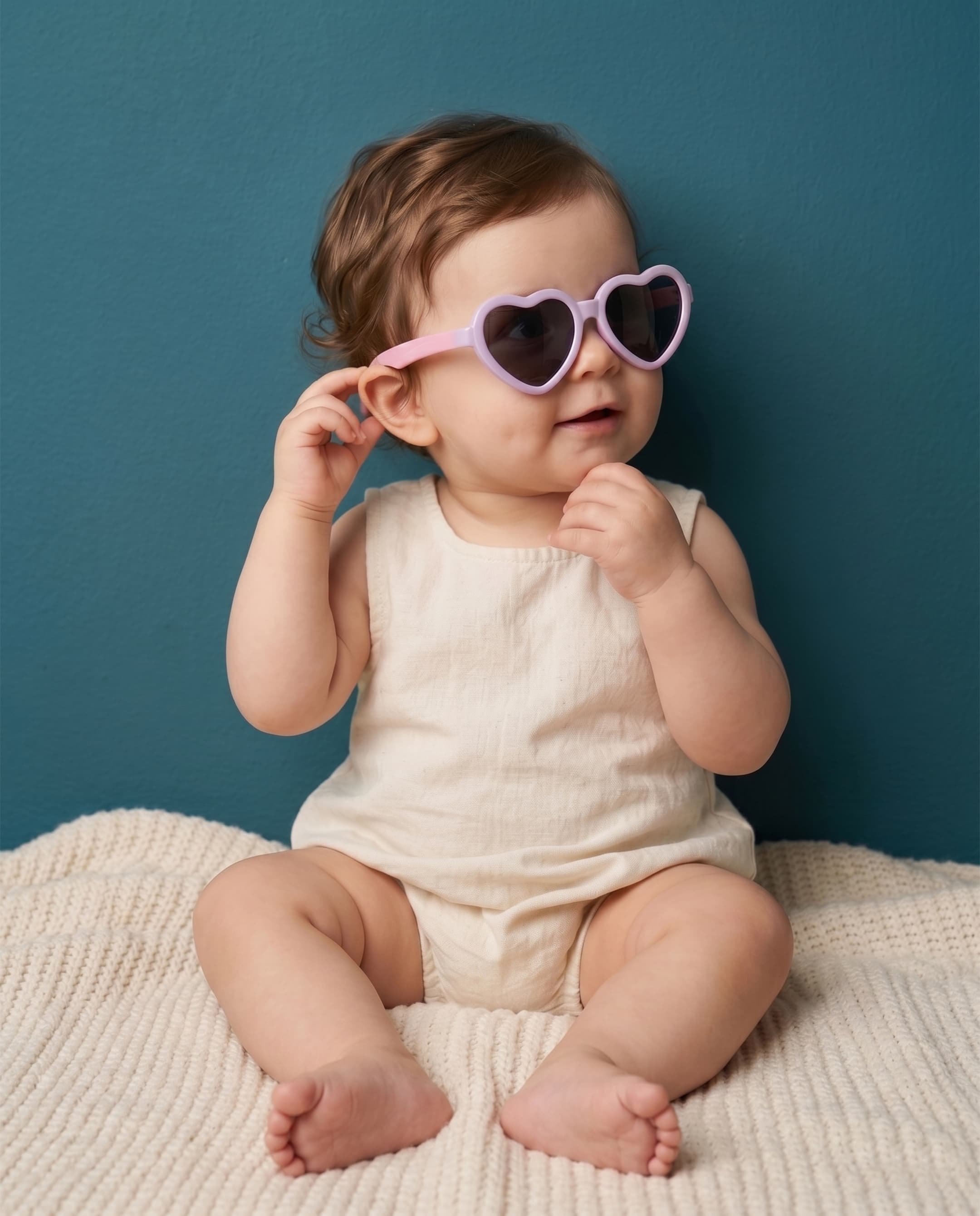 Baby Poloroid Sunglass - Heart - Purple