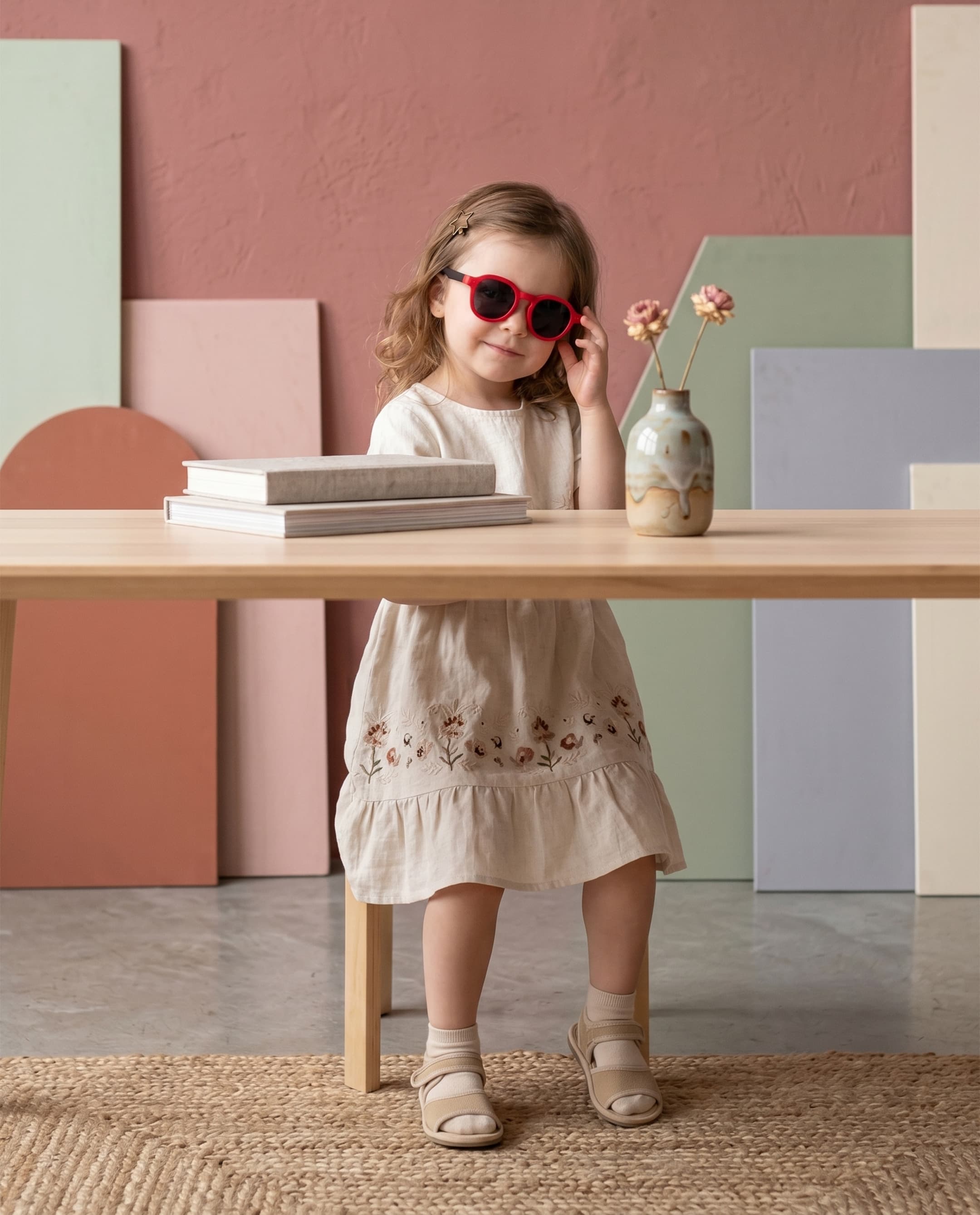 Girl Poloroid Sunglass - Rec - Red