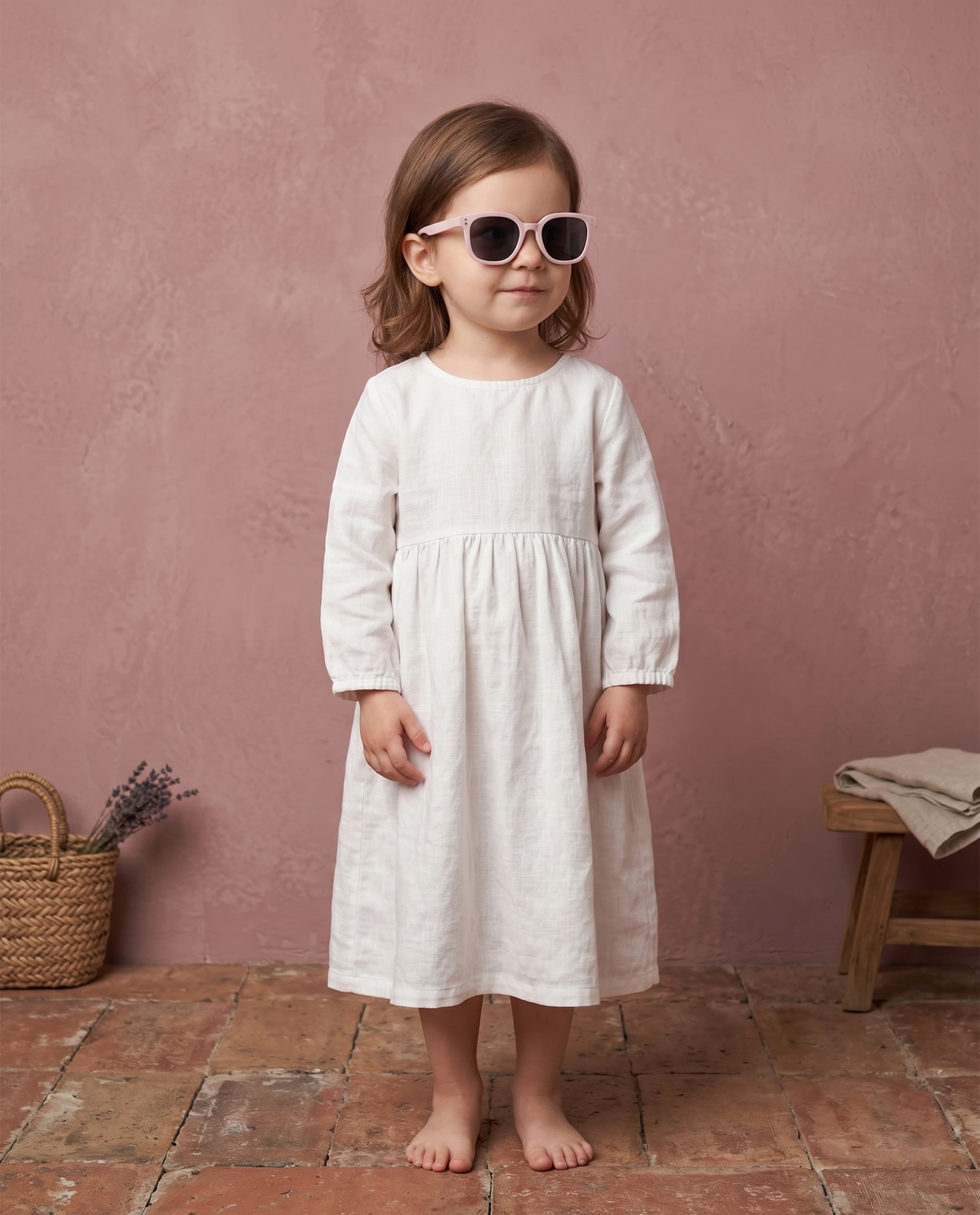 Girl Poloroid Sunglass - Square - White