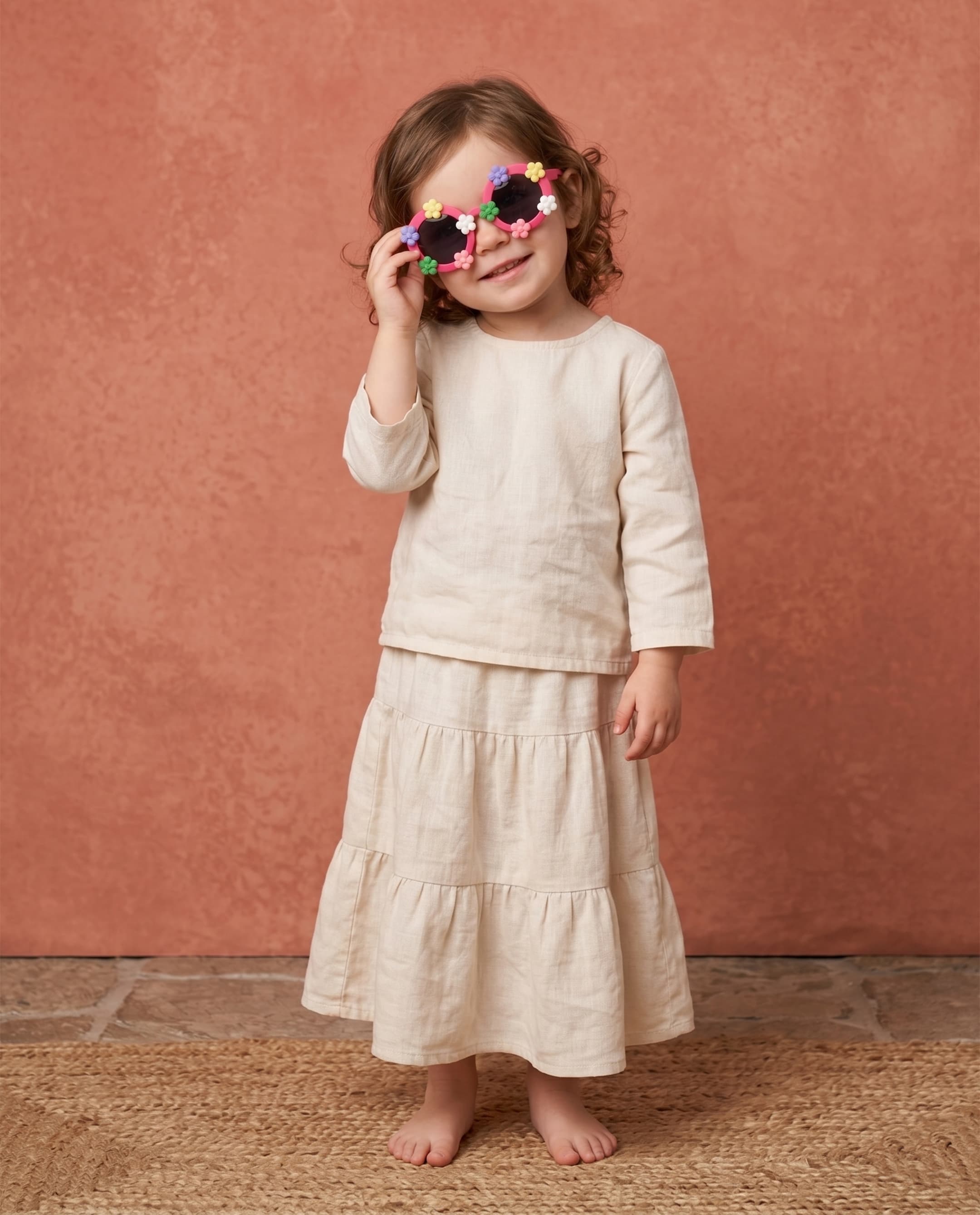 Girl Poloroid Sunglass - Floral - Red