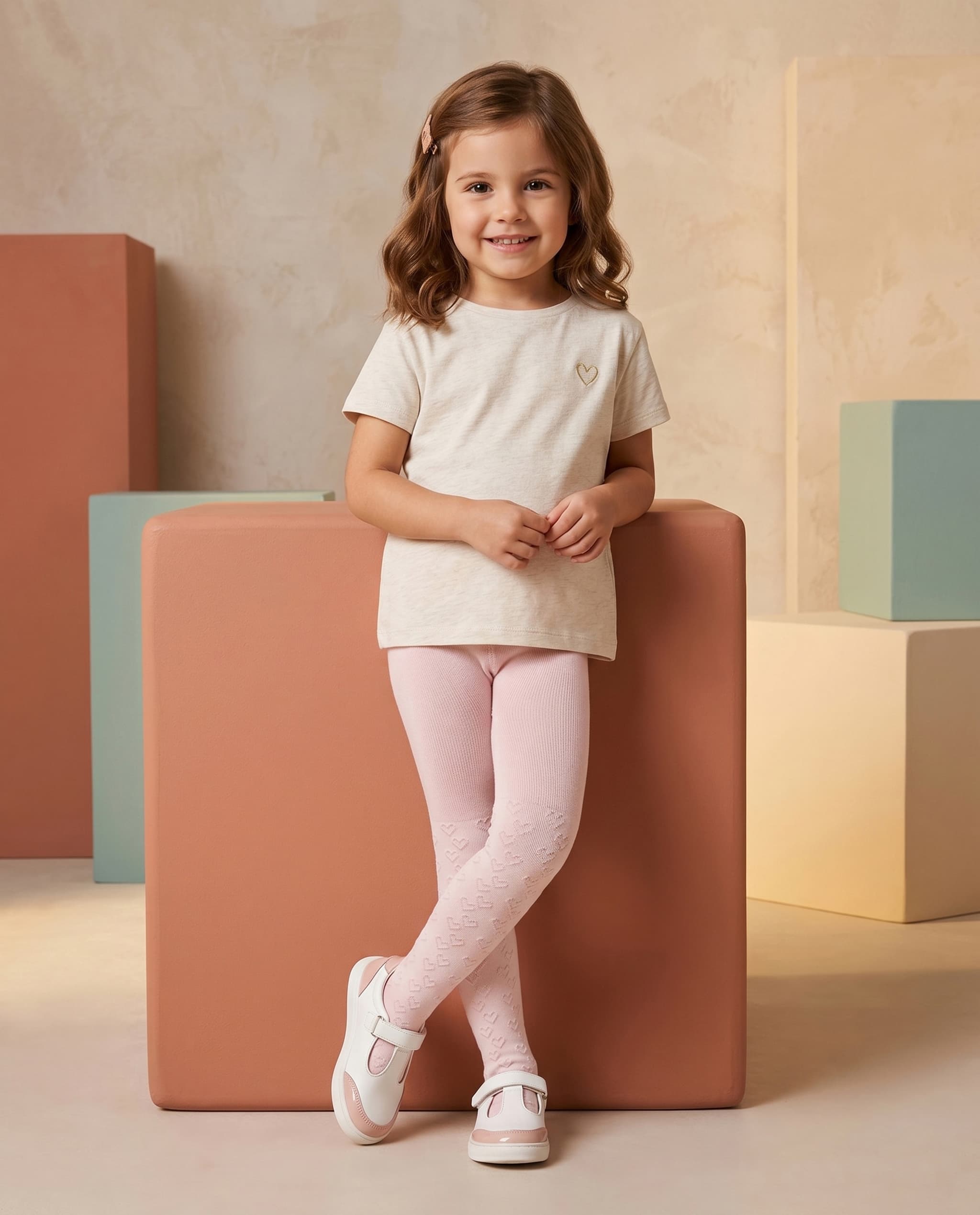 Heart Textured Elastic Waist Tights
