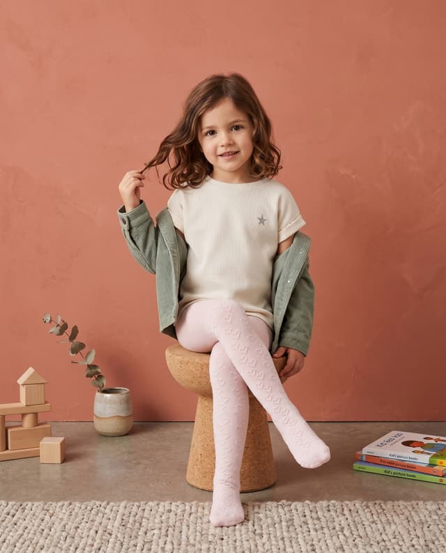 Heart Textured Elastic Waist Tights thumbnail 3