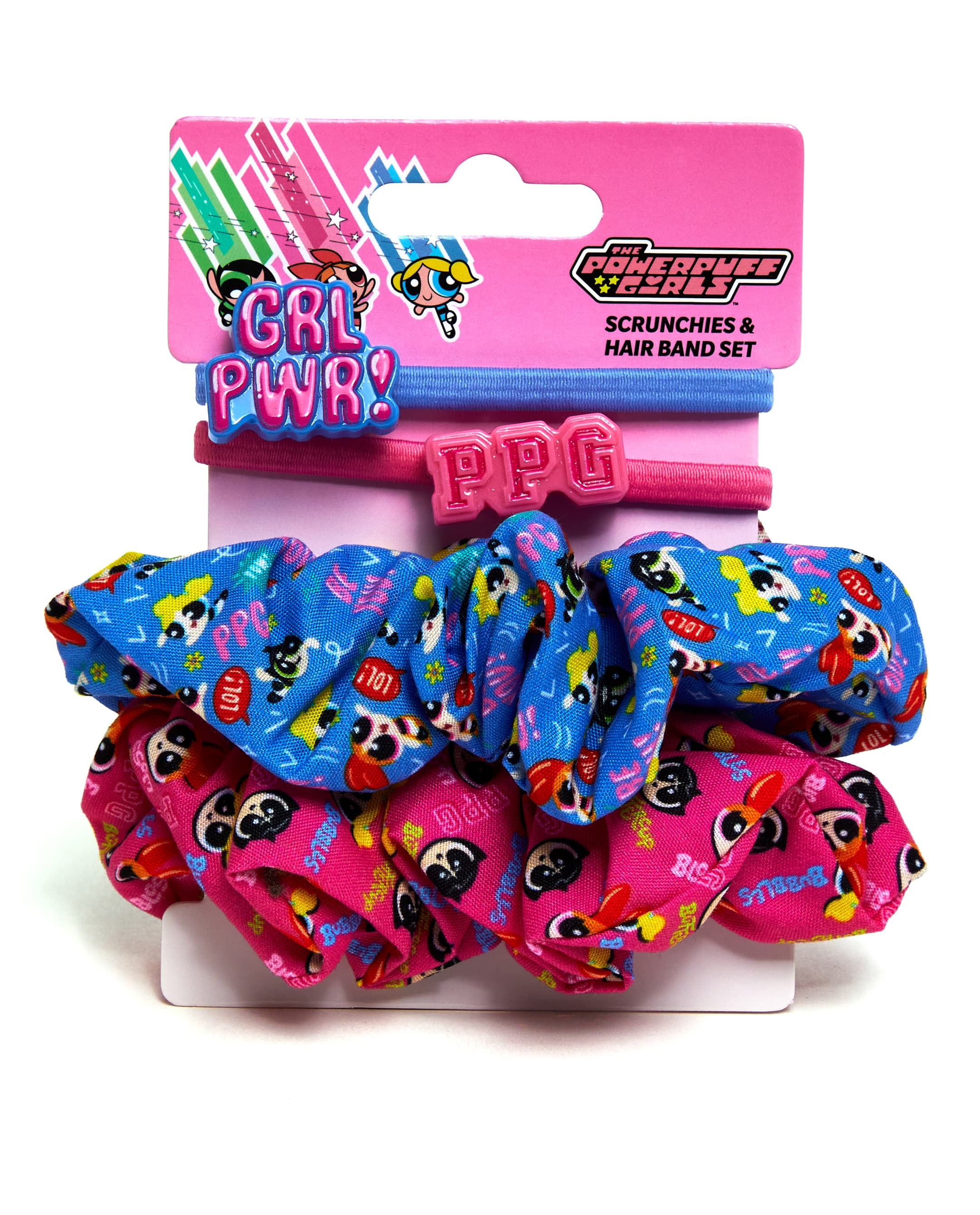 Fm - Accs - 11 - Hair Ties with Scrunchie 4 Pck - Powepuff Girls