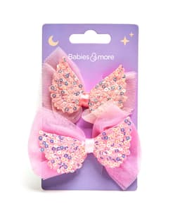 Set of 2 Sequinned Wings Bow Hair Clips
