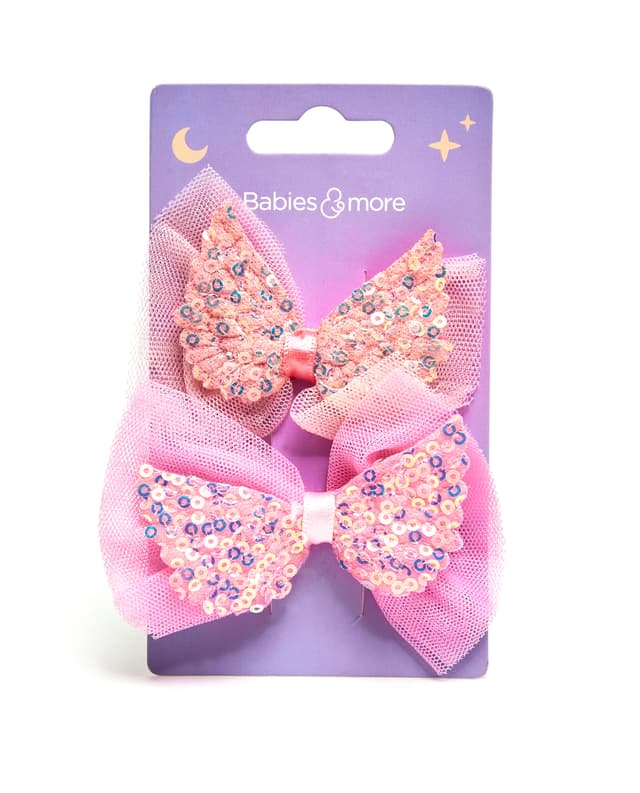 Set of 2 Sequinned Wings Bow Hair Clips thumbnail 1