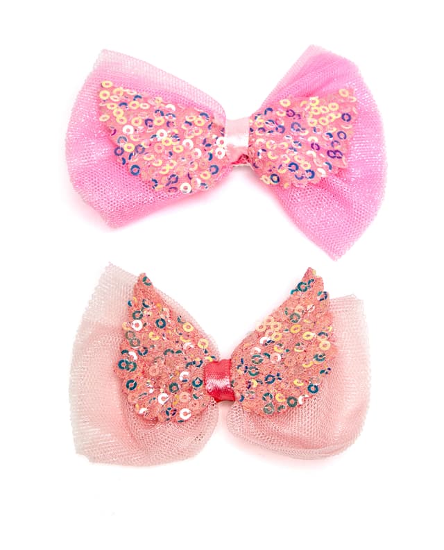 Set of 2 Sequinned Wings Bow Hair Clips thumbnail 3