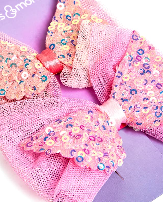 Set of 2 Sequinned Wings Bow Hair Clips thumbnail 5