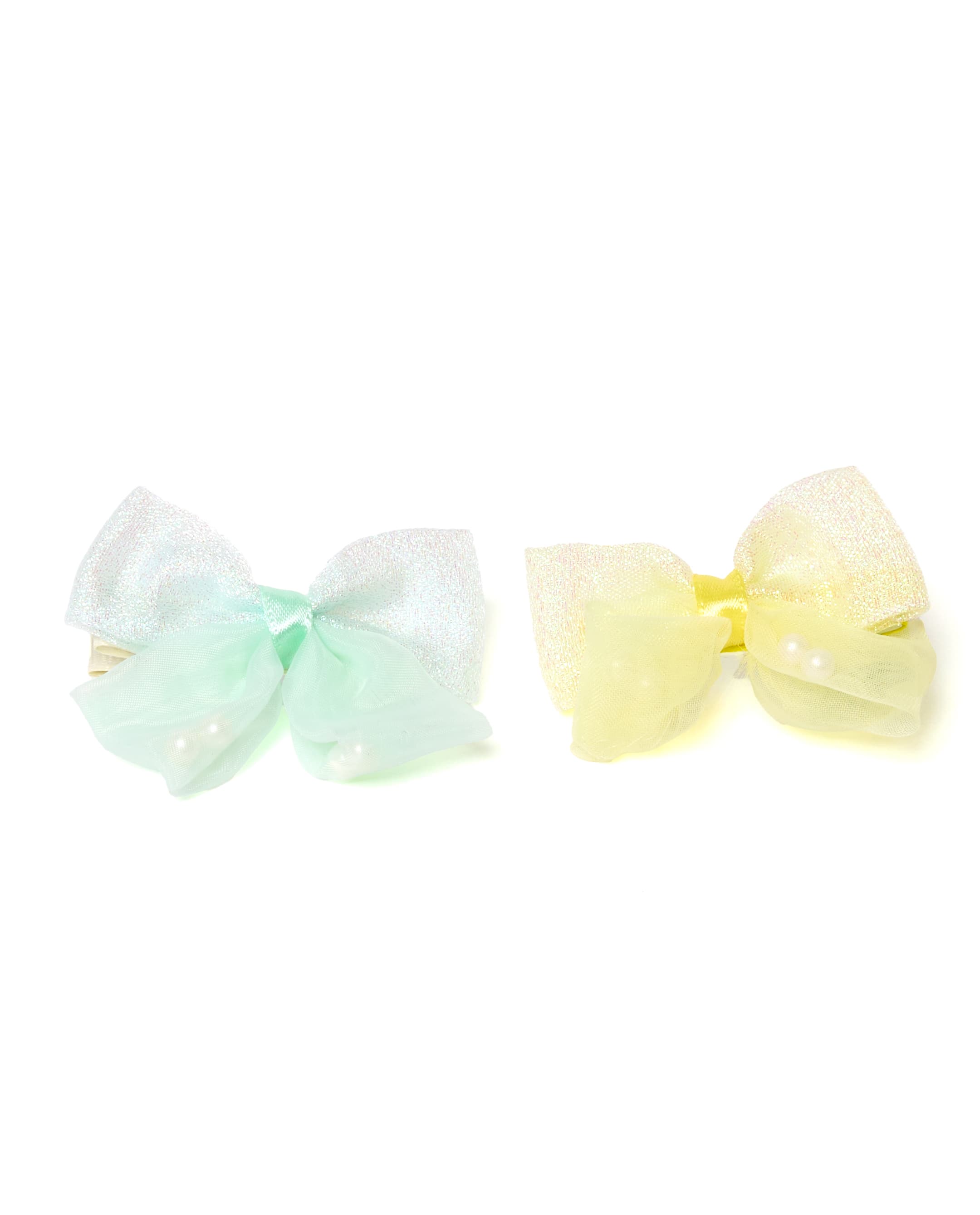 Pearl Bow Hair Clip Set of 2 - 3