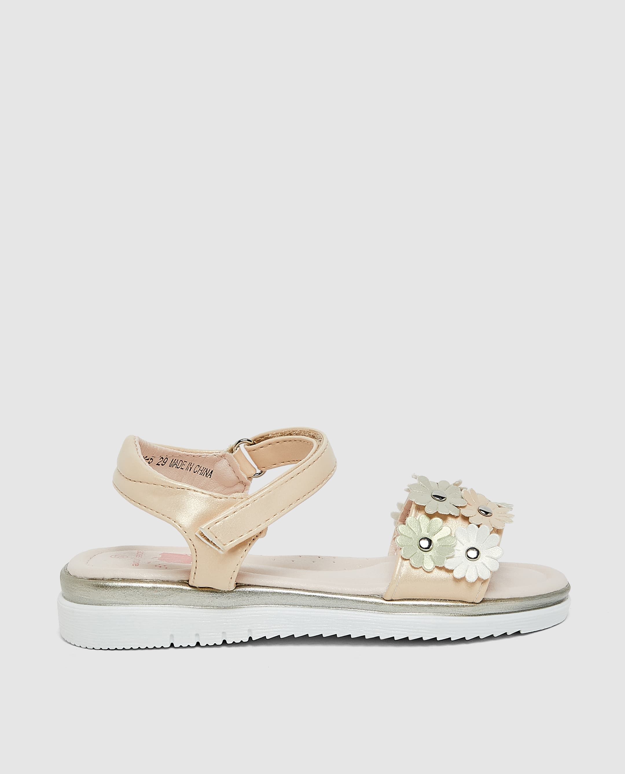Sandal with 3D Flower Detail - Beige - 33 thumbnail 3