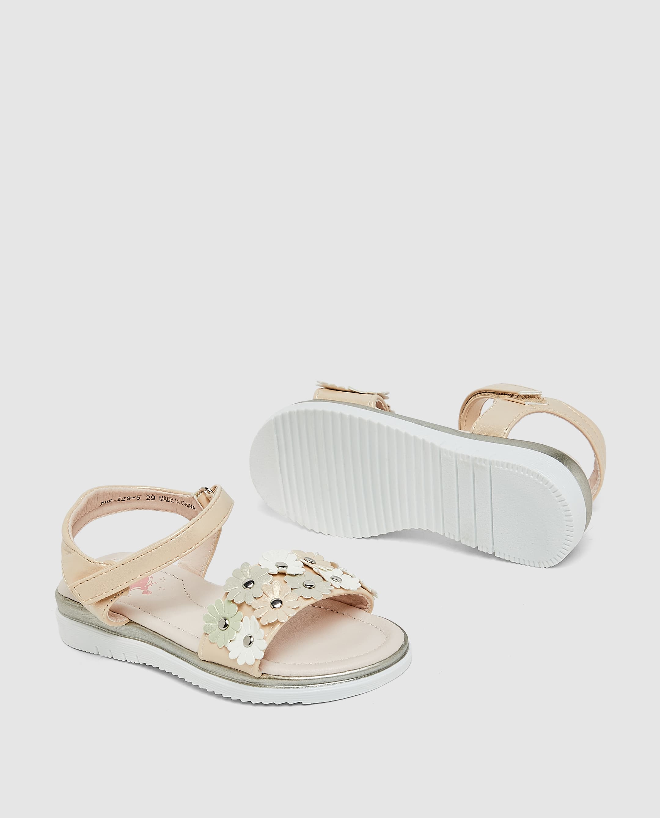 Sandal with 3D Flower Detail - Beige - 33 thumbnail 4