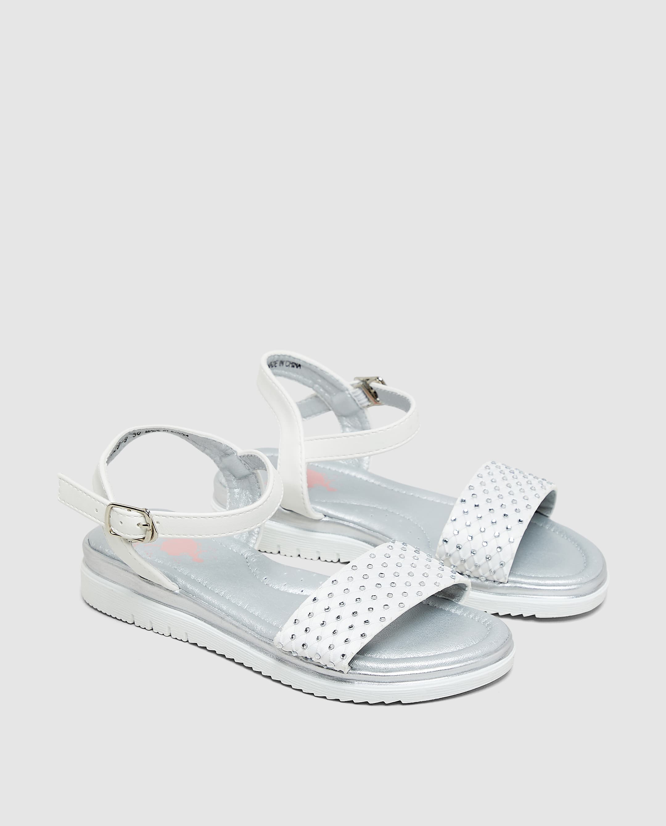 Sandal with Rhinestone Detail - White - 33
