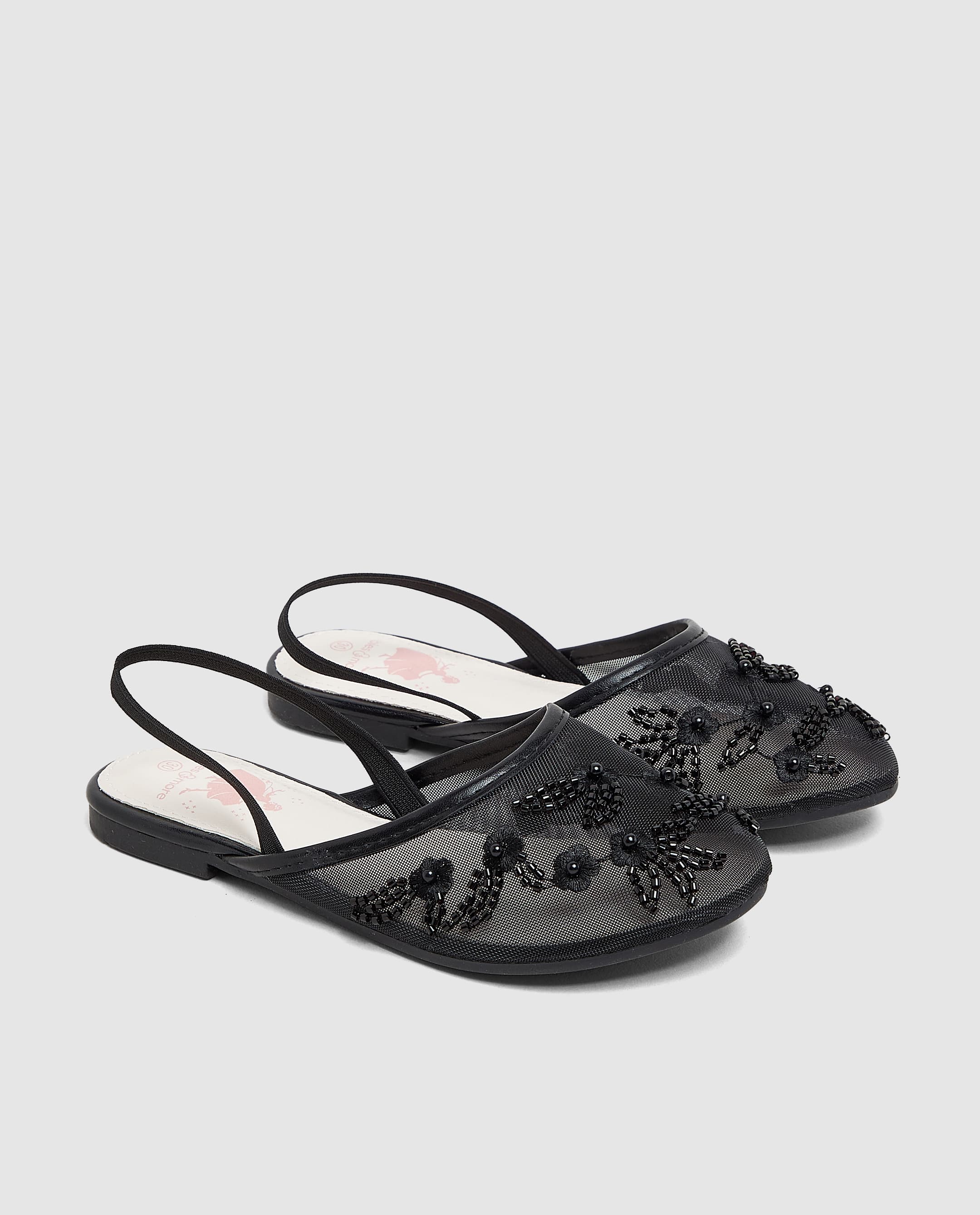 Net Detail Sandal - Black - 33