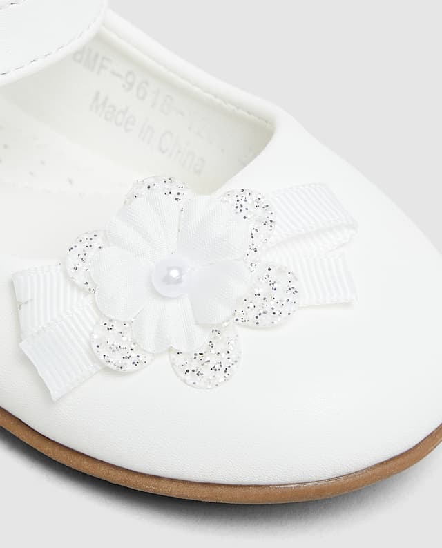 White Mary Jane with Bow&flower Detail - 25 thumbnail 5