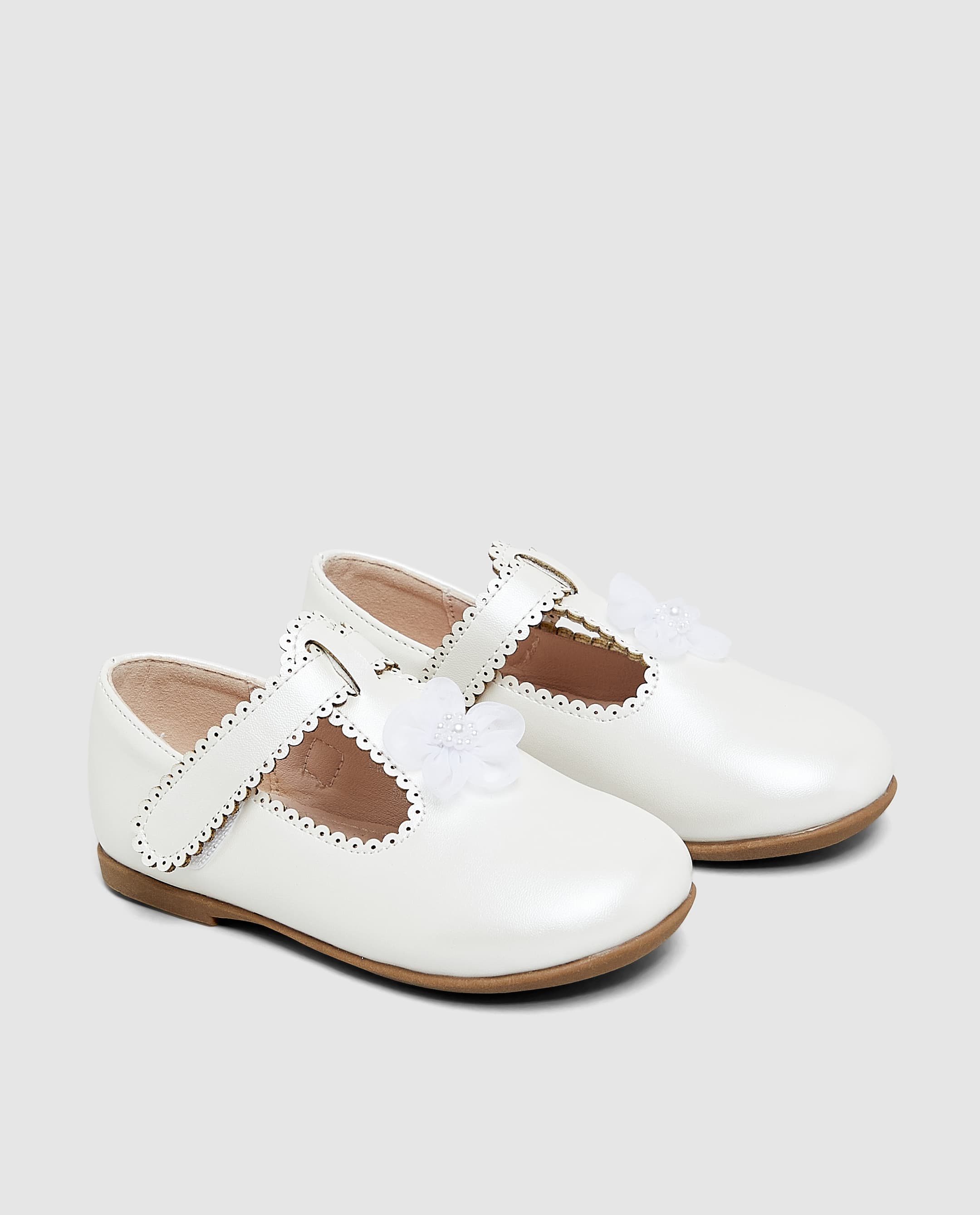 Glossy White Mary Jane Shoe - 25