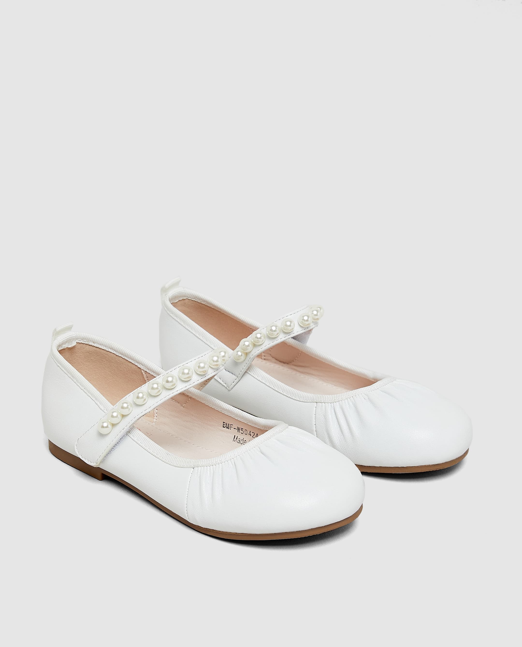Elastic Ballerina with Pearl Strap - White - 33