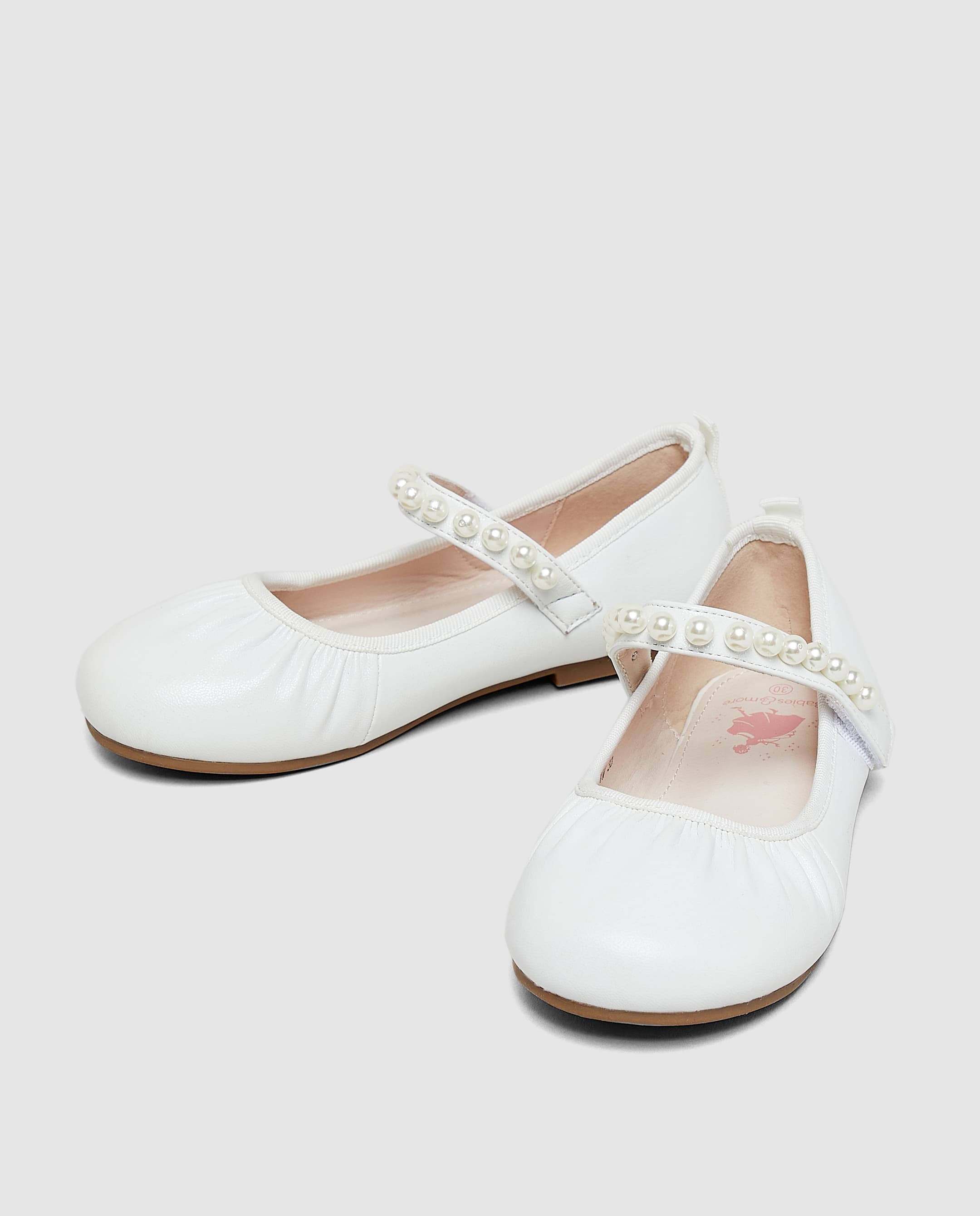 Elastic Ballerina with Pearl Strap - White - 33 thumbnail 2