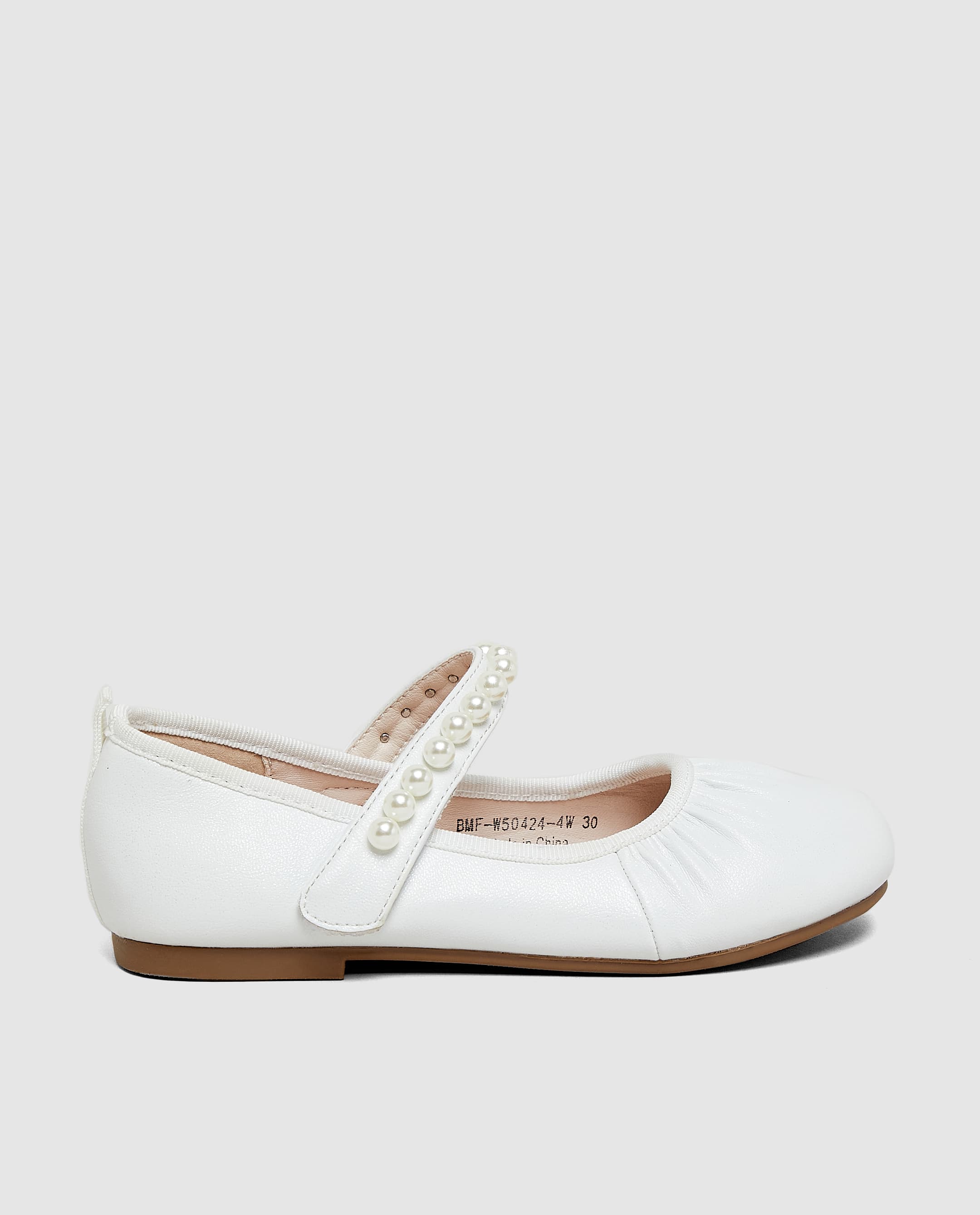 Elastic Ballerina with Pearl Strap - White - 33 thumbnail 3