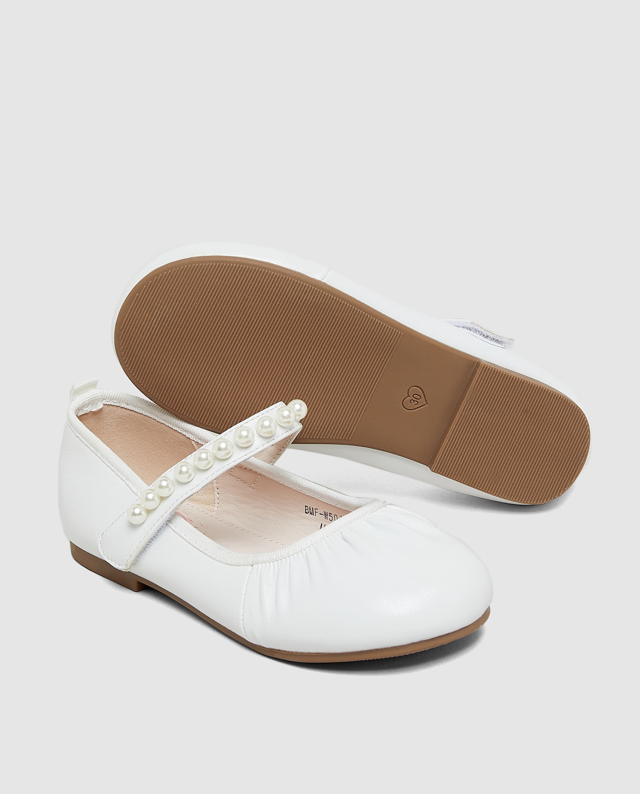 Elastic Ballerina with Pearl Strap - White - 33 thumbnail 4