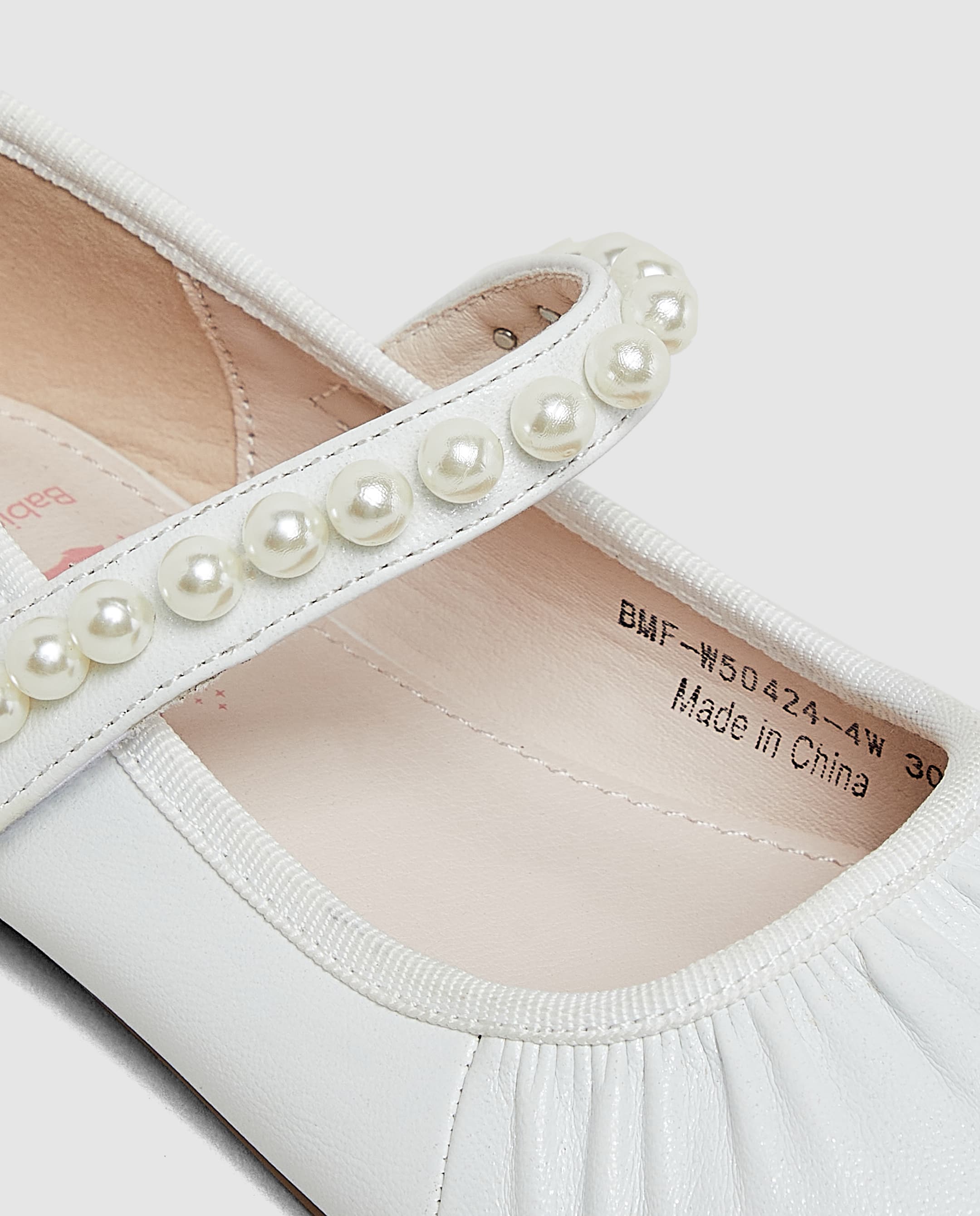 Elastic Ballerina with Pearl Strap - White - 33 thumbnail 5