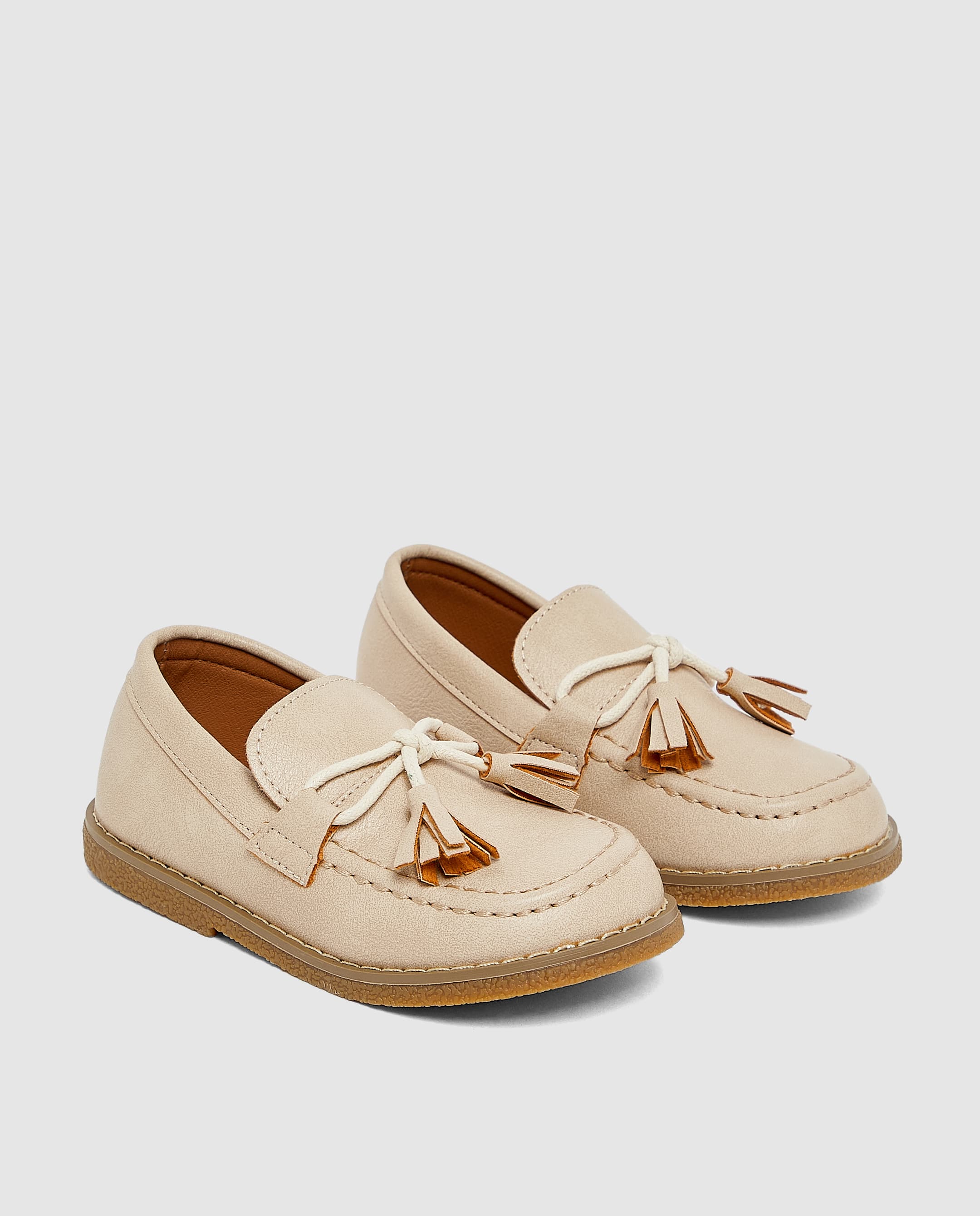 Beige Loafer with Tussel - 25