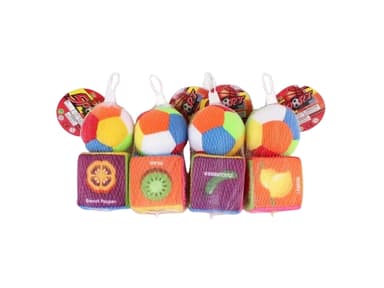Babies & more 4 Inch Cloth Ball With Bell - 2 Pcs Set - Baby Sensory Toy - Multicolor thumbnail 1