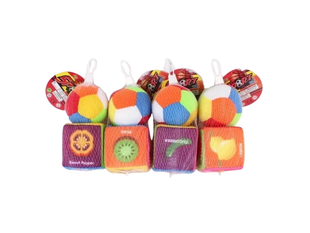 Babies & more 4 Inch Cloth Ball With Bell - 2 Pcs Set - Baby Sensory Toy - Multicolor