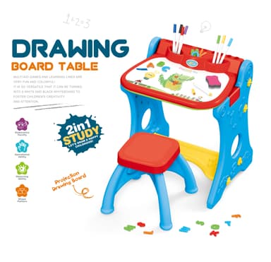 Babies & more Drawing Board With Chair - Kids Educational Toy - Blue thumbnail 1
