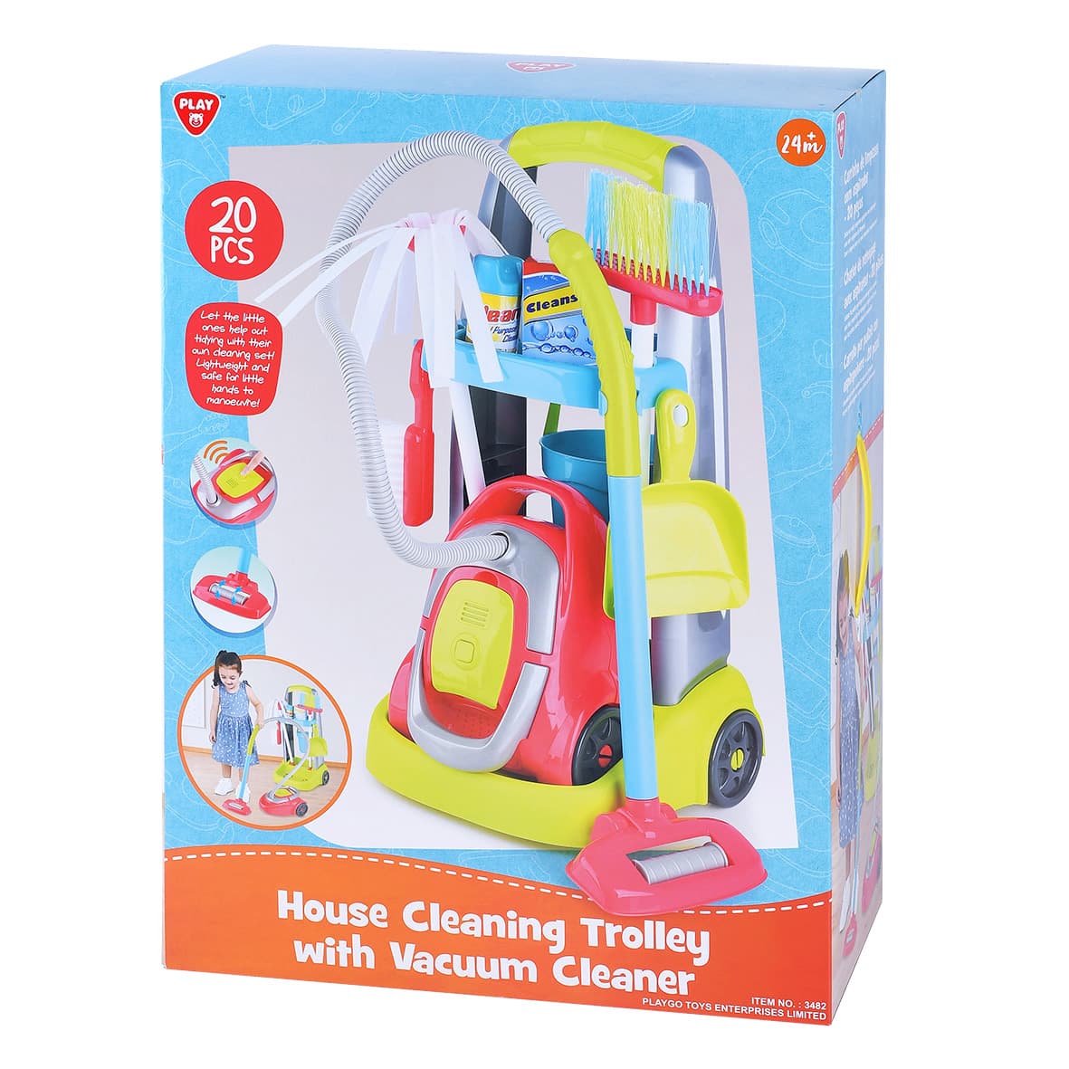 Playgo House Cleaning Trolley With Vaccum Cleaner - Multicolor thumbnail 3