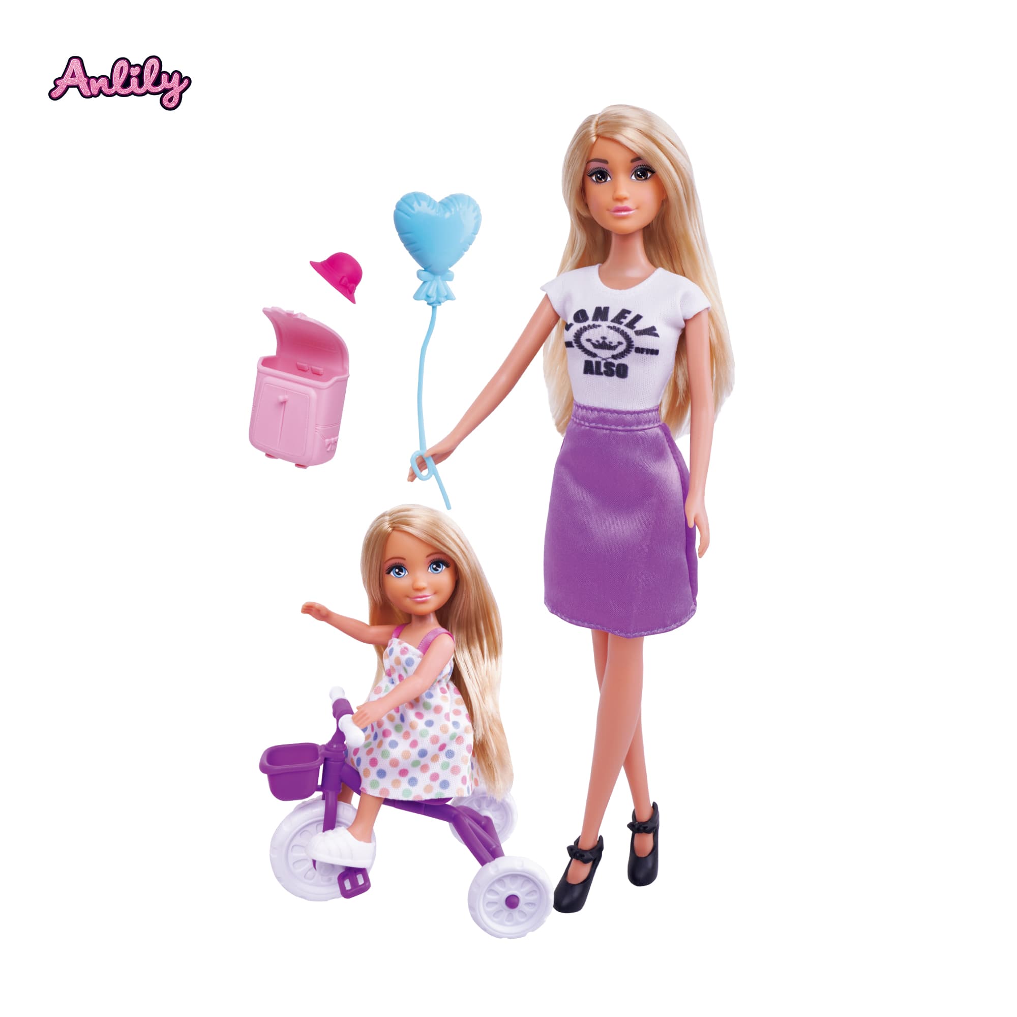 Anlily, 11.5-Inch Doll & 5-Inch Doll Playset - Multicolor