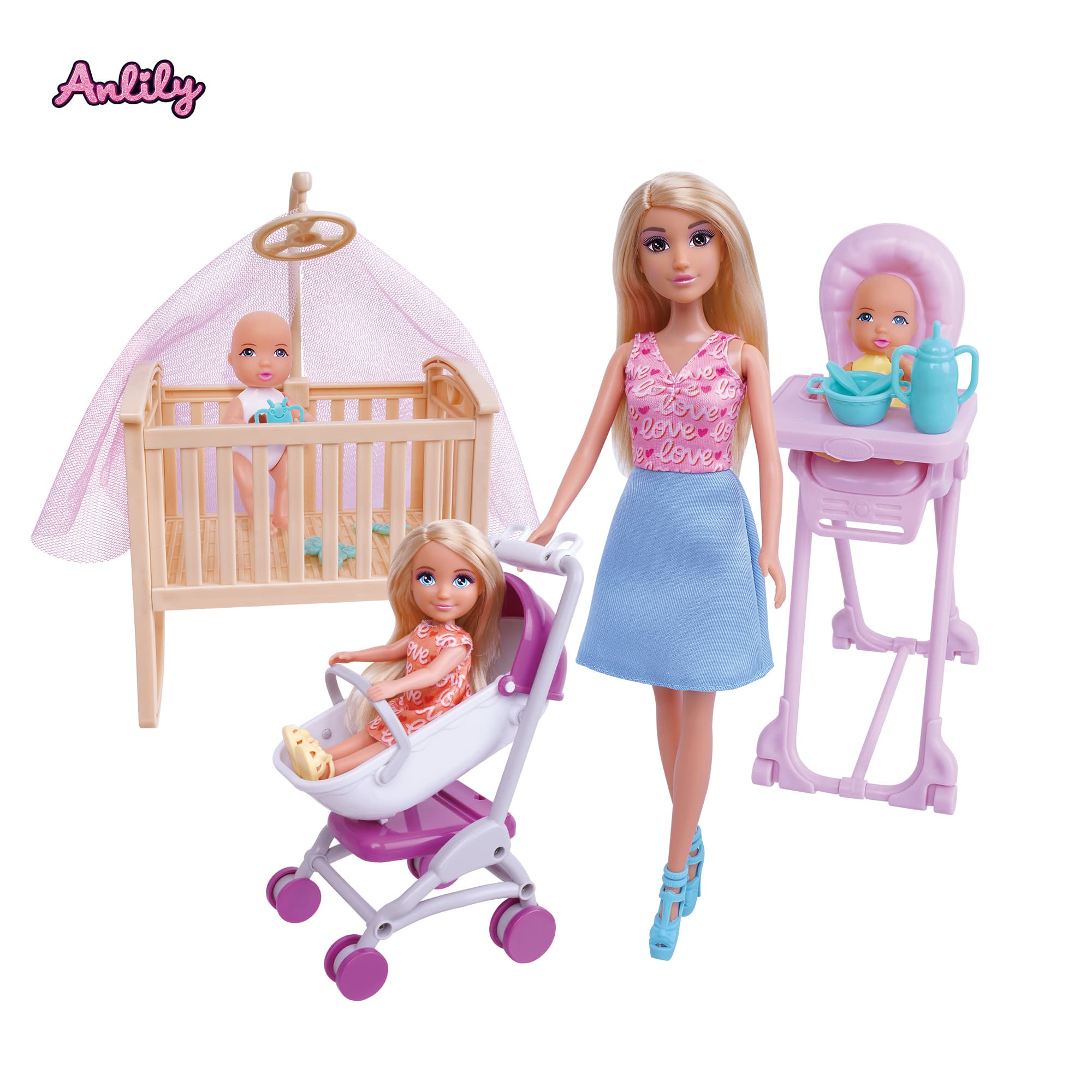 Anlily, 11.5-Inch Doll With Baby Care Set - Multicolor