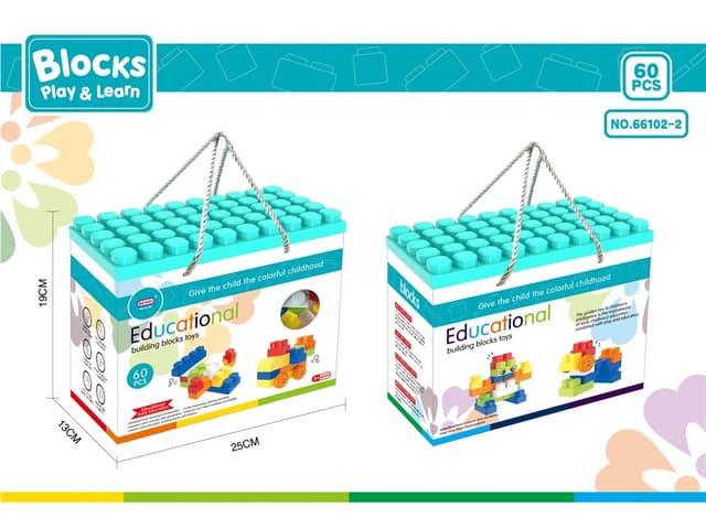 Babies & more Blue 60 Pcs Kids Block Set - Educational Building Toy thumbnail 1
