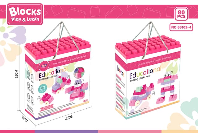 Babies & more Pink 80 Pcs Kids Block Set - Educational Building Toy thumbnail 1